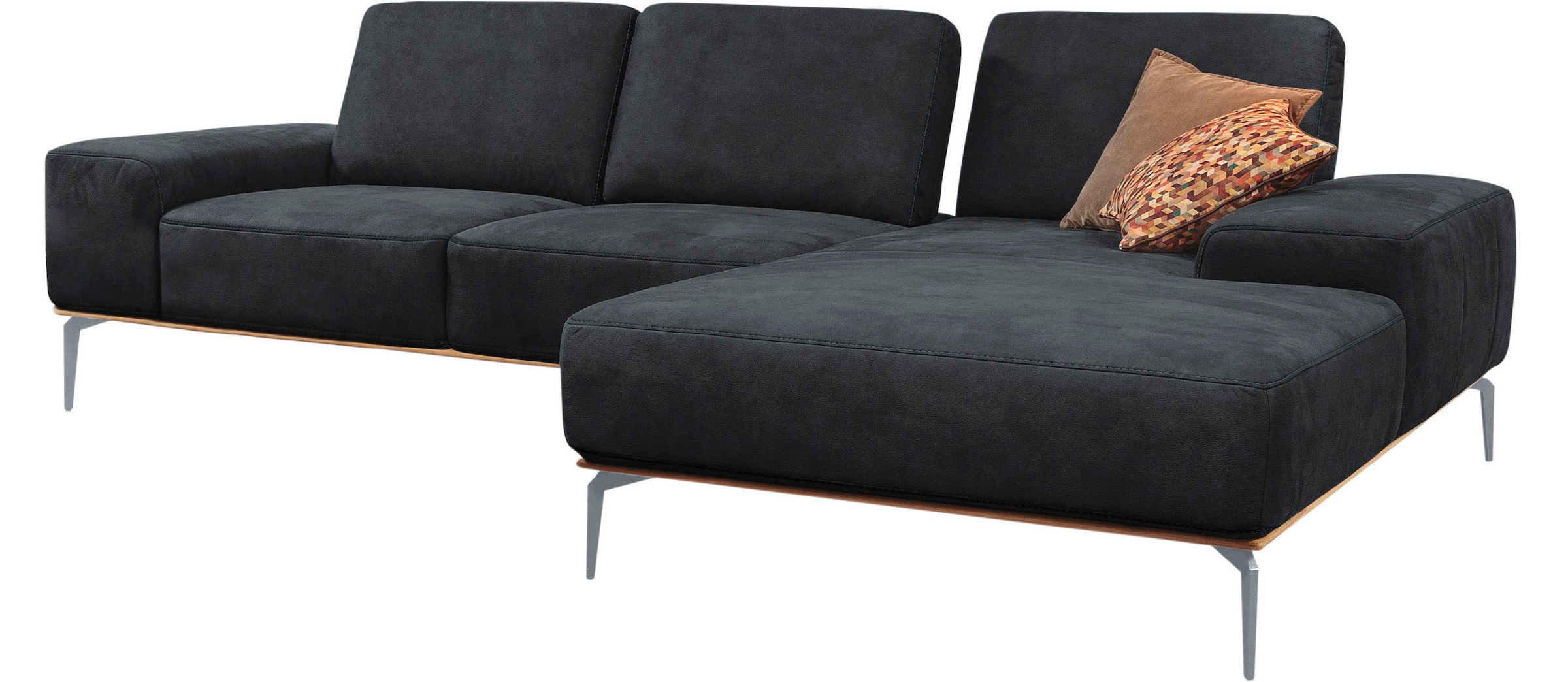 W.SCHILLIG Ecksofa »run, Designsofa mit tollem Sitzkomfort, bequem, L-Form«, mit elegantem Holzsockel, Füße in Silber matt, Breite 299 cm