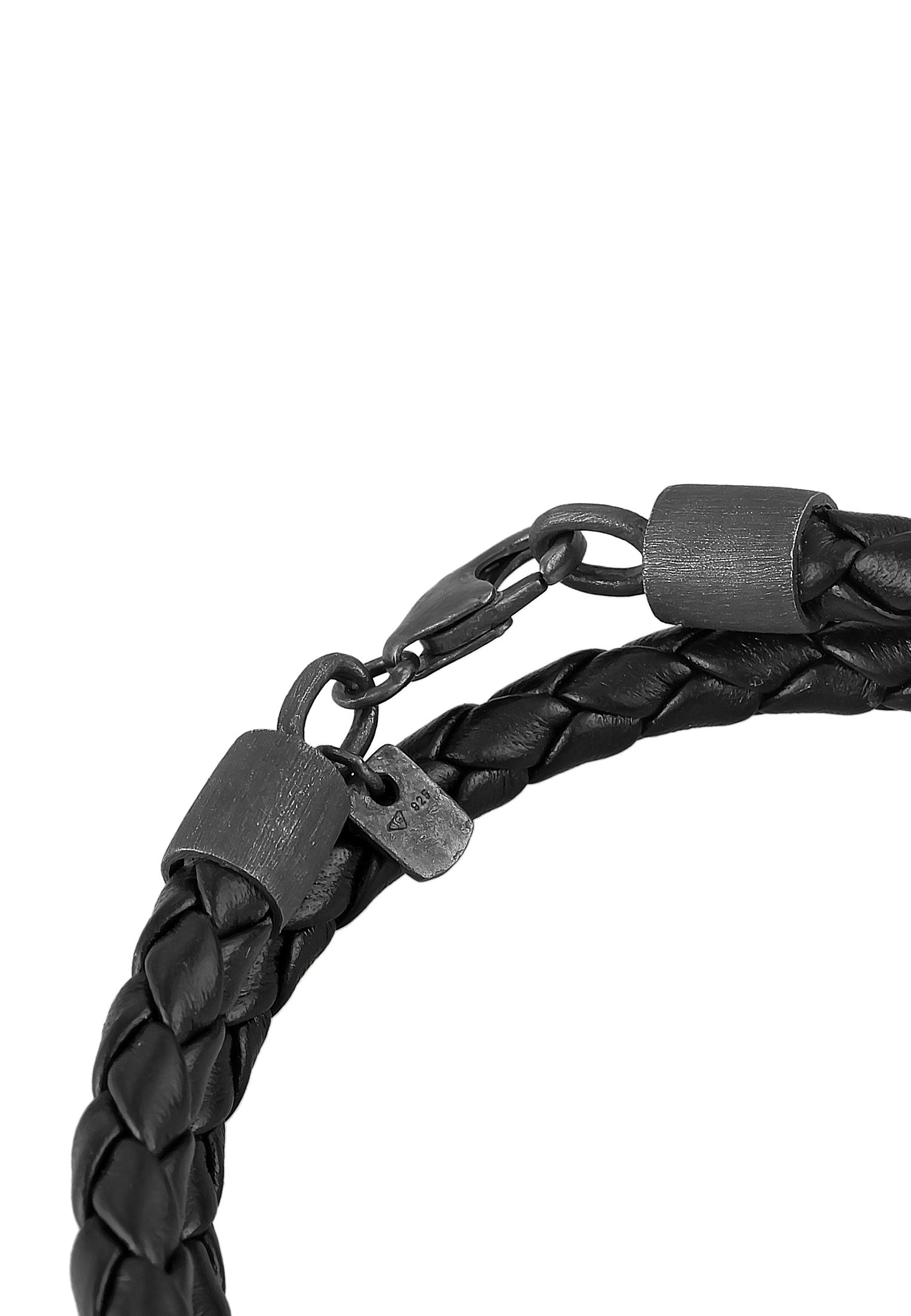 Kuzzoi Armkette »Armband Echtleder Geflochten Wickeldesign 925 Silber«