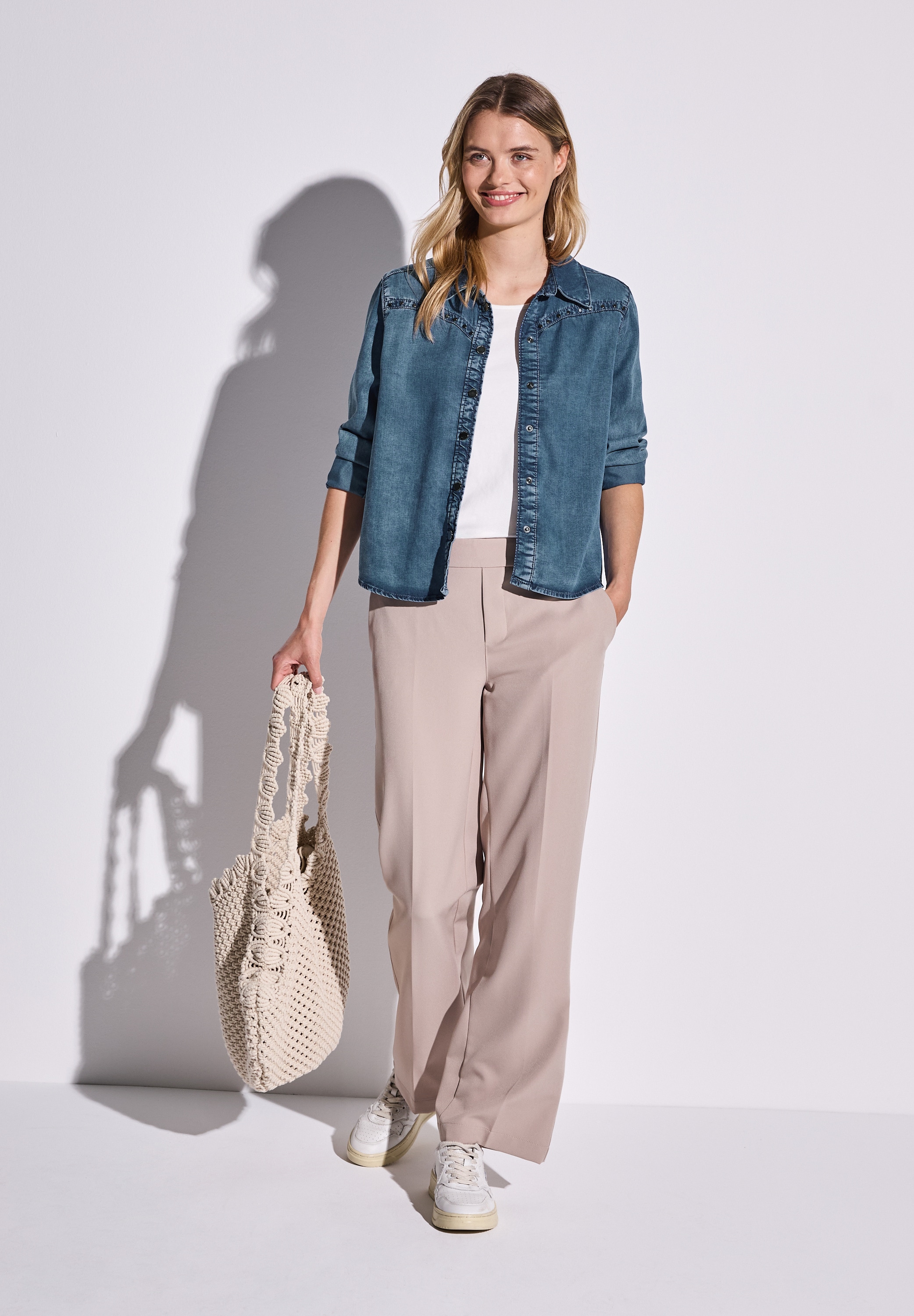 STREET ONE Jeansbluse, mit Nieten