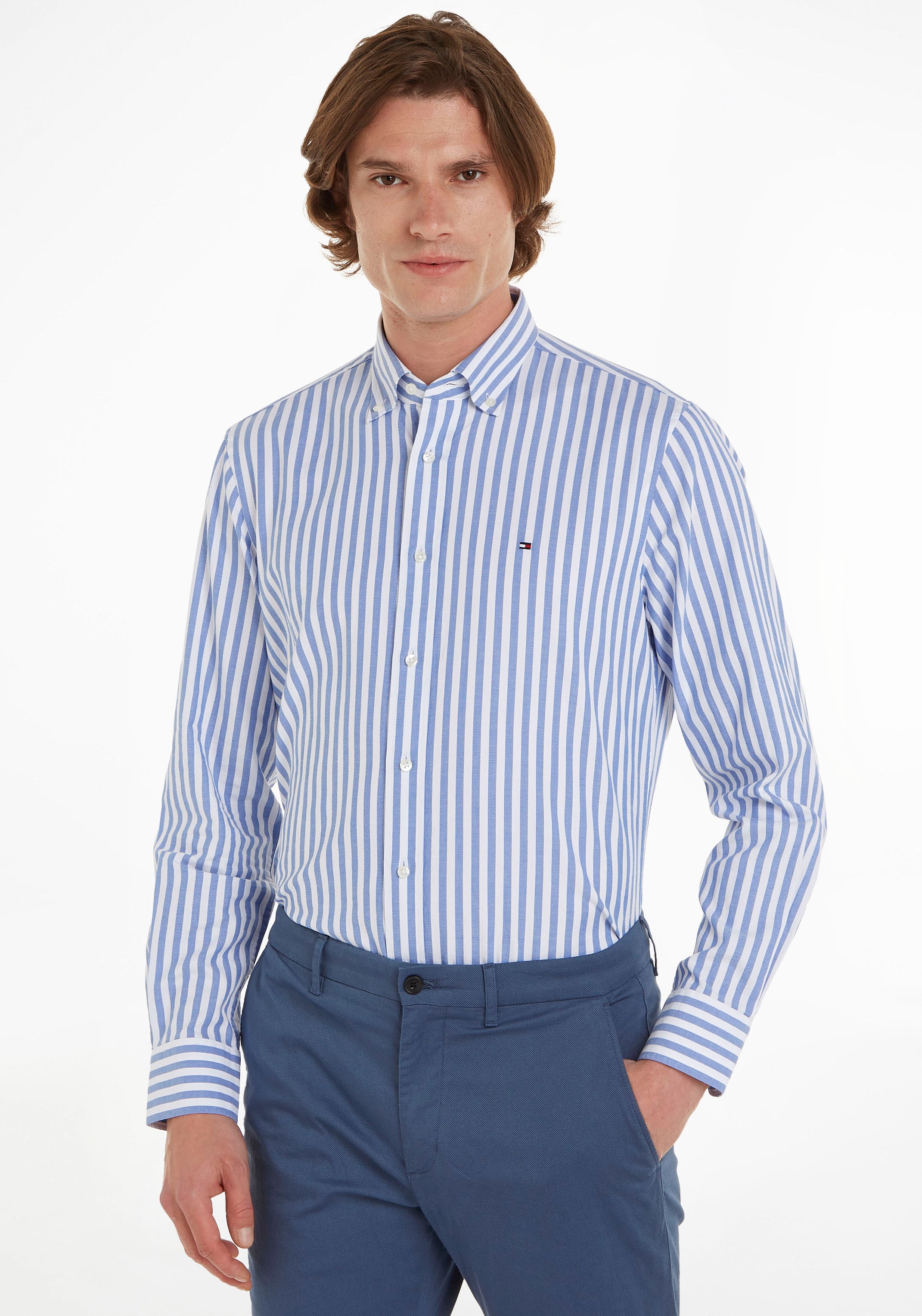 Tommy Hilfiger TAILORED Langarmhemd »CL-W ROYAL OXF STRIPE RF SHIRT«, mit Button-down-Kragen