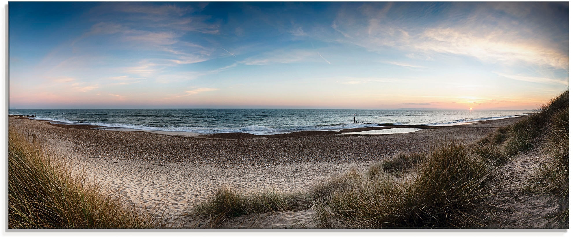 Artland Glasbild »Strand und Sanddünen am Hengistbury Head«, Küste, (1 St.), in verschiedenen Größen