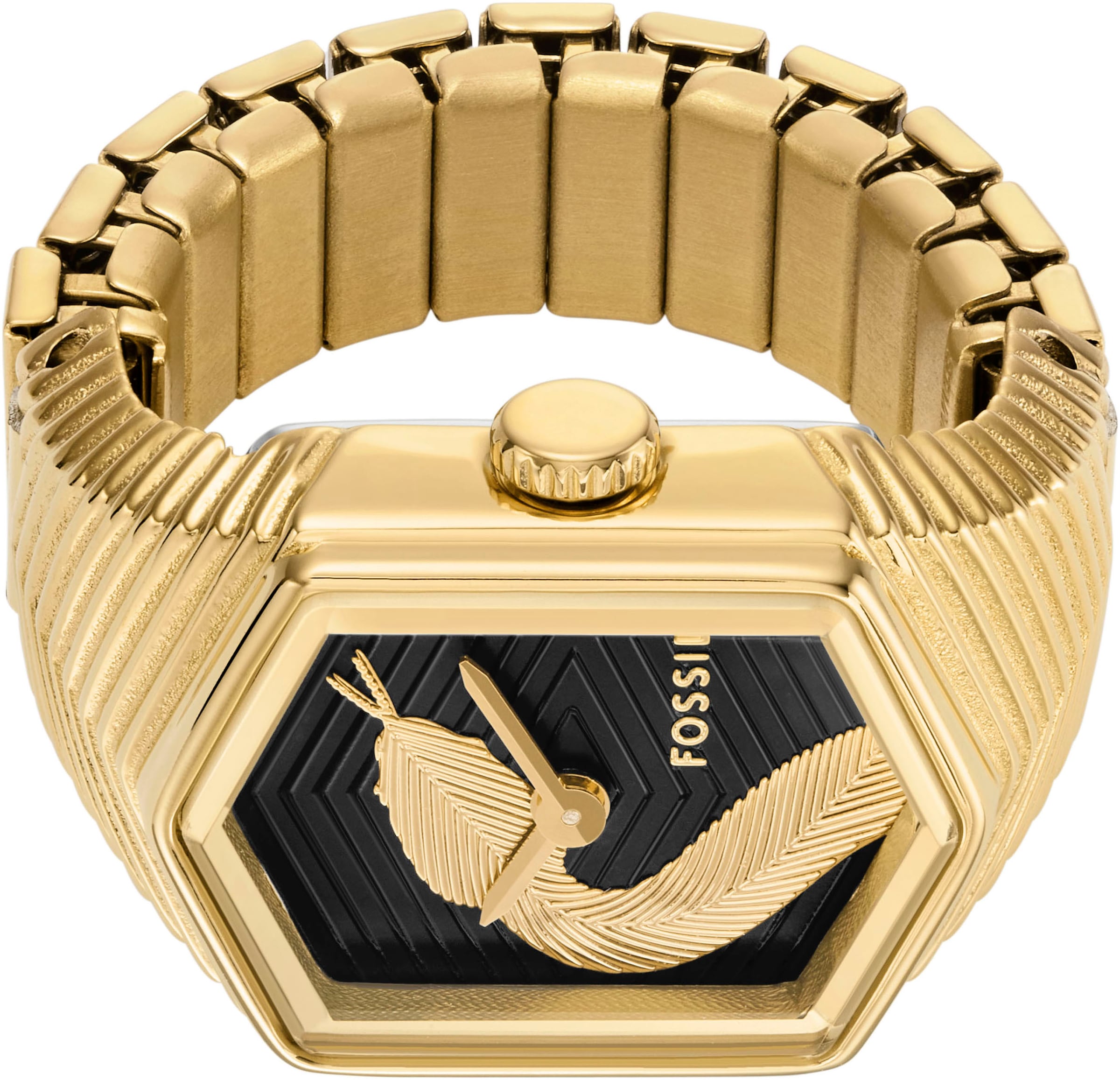 Fossil Uhrenring »WATCH RING«, Quarzuhr, Armbanduhr, Damenuhr, Edelstahlarmband, analog