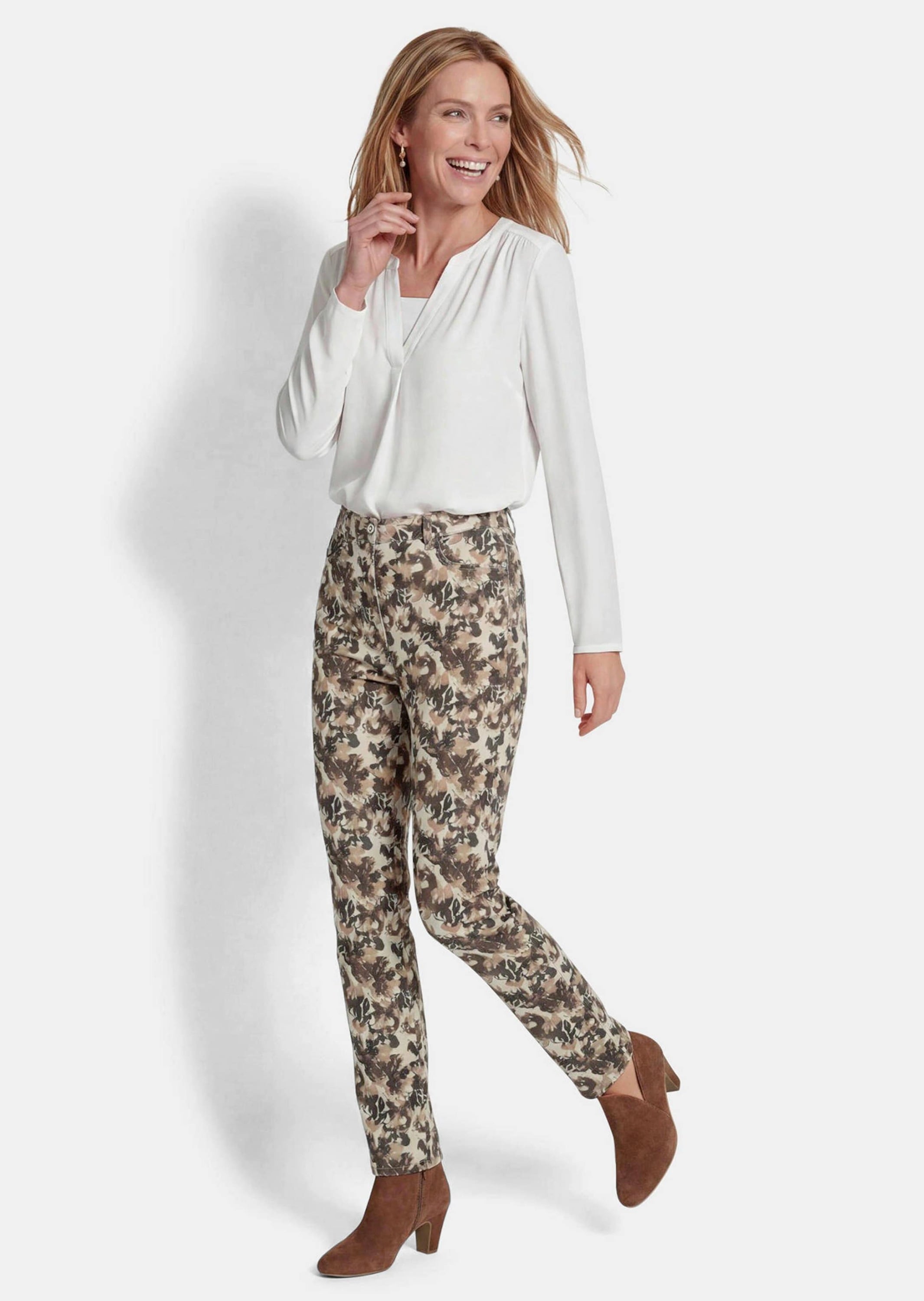 GOLDNER 2-in-1-Hose »Druckhose LOUISA im Jeans-Look«  kombistarker Alloverprint