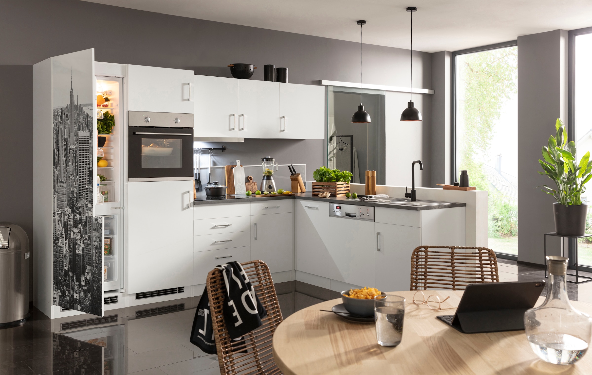 KOCHSTATION Winkelküche »KS-Paris«, Stellbreite 290/220 cm, wahlweise mit Induktionskochfeld