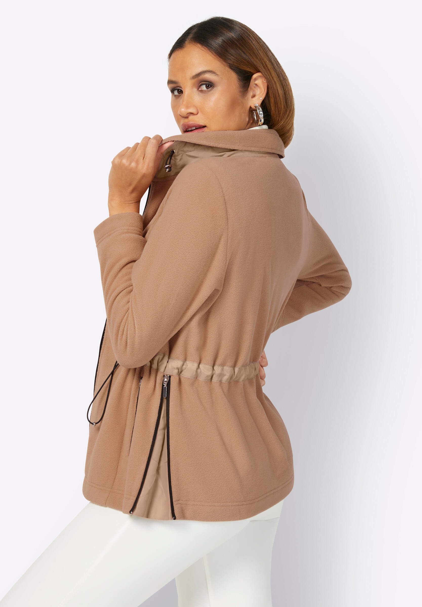 creation L Fleecejacke »Fleece-Jacke Fleecejacke mit Tunnelzug in der Taille«