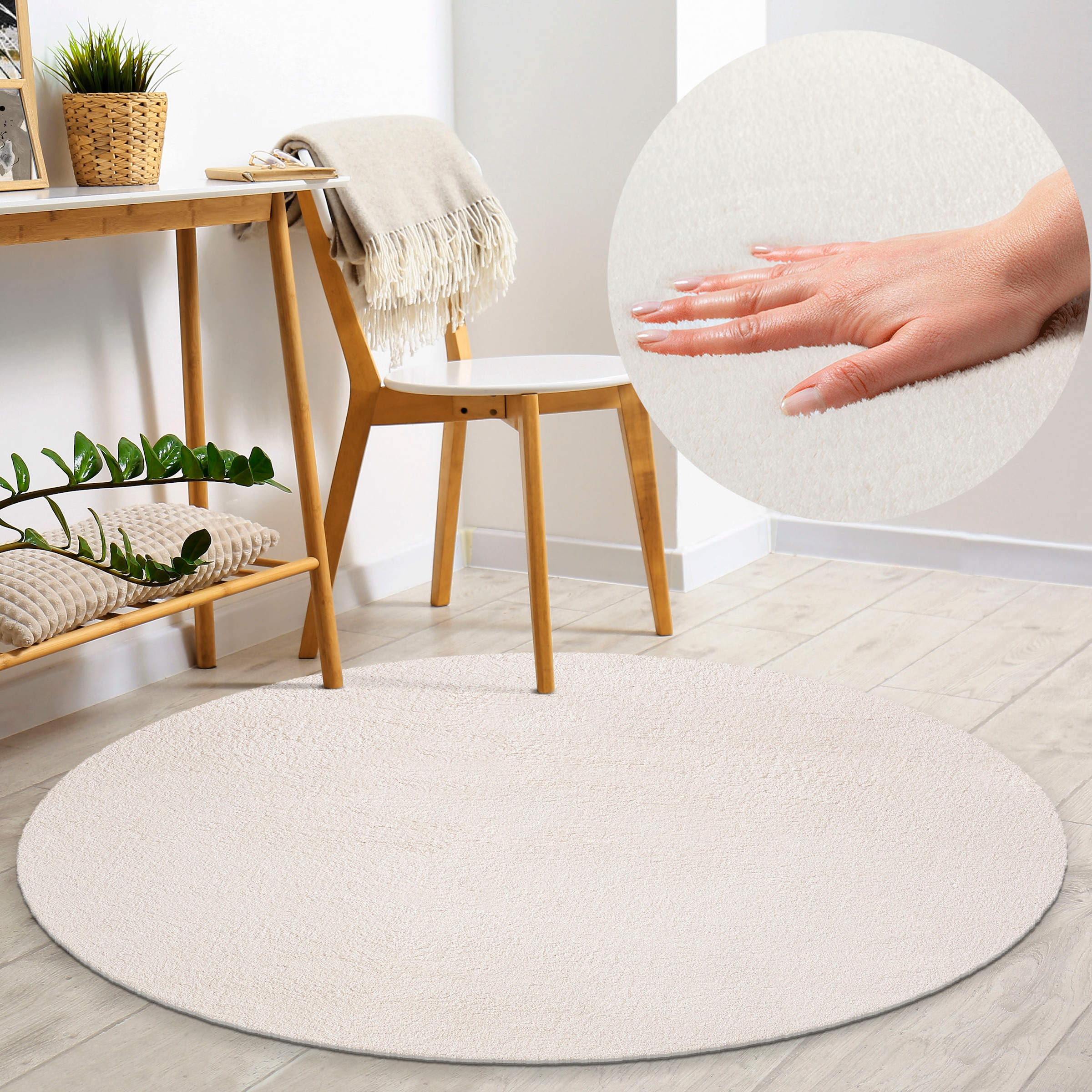 merinos Teppich »Loft 37« rund 16 mm Höhe Kunstfellteppich besonders weich und kuschelig, Fell Haptik