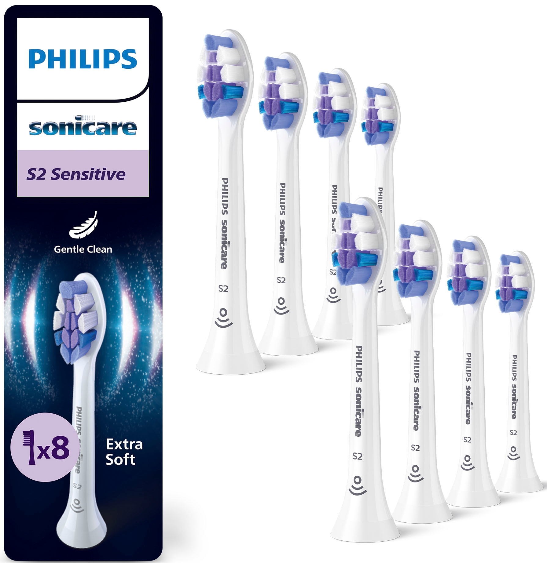 Philips Sonicare Aufsteckbürsten »S Sensitive« für empfindliche Zähne und Zahnfleisch, für jedes Sonicare Handstück