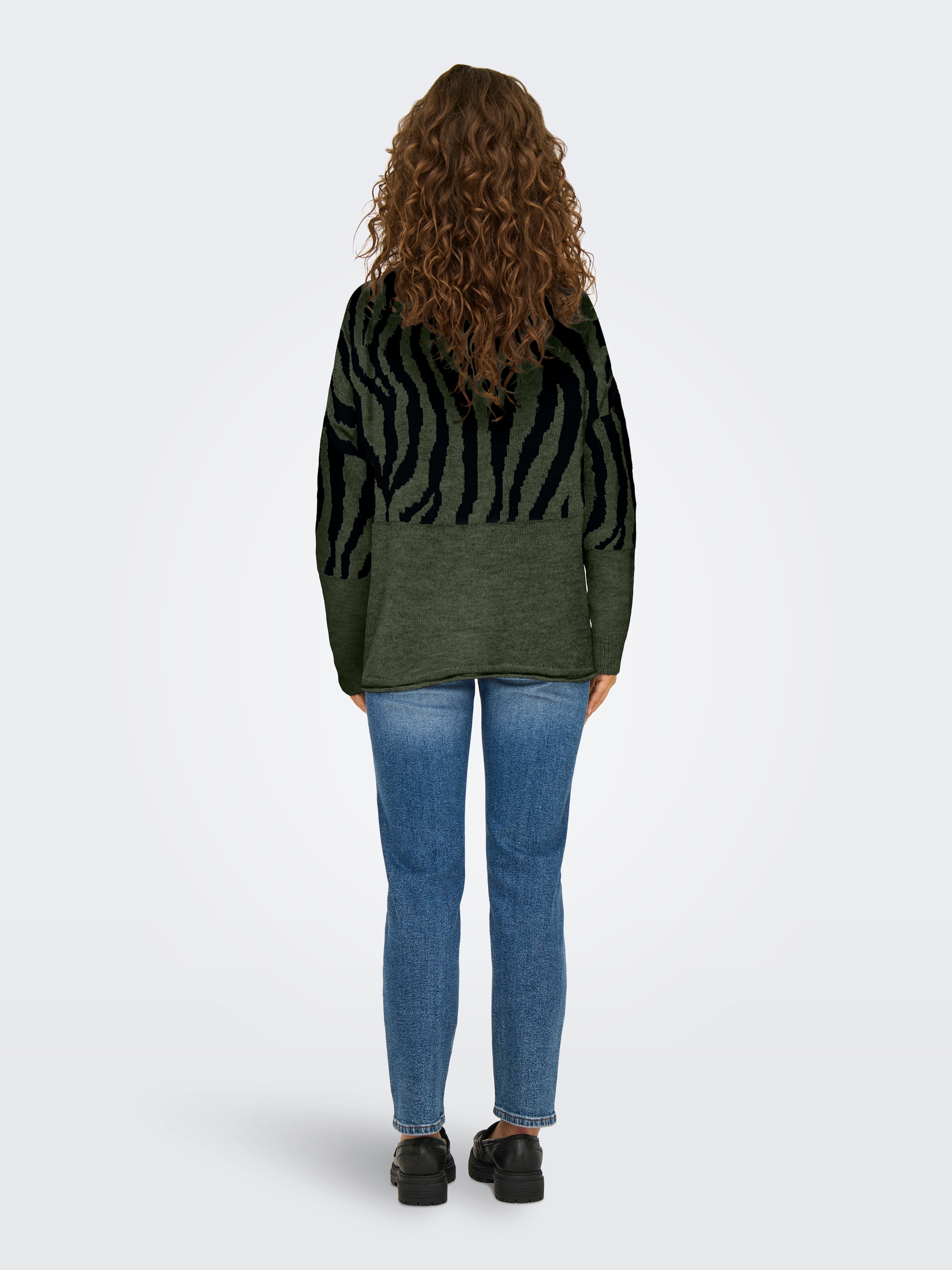 ONLY Rundhalspullover »ONLJADE ANIMAL LS O-NECK NOOS KNT« Kunstfaser, regular fit