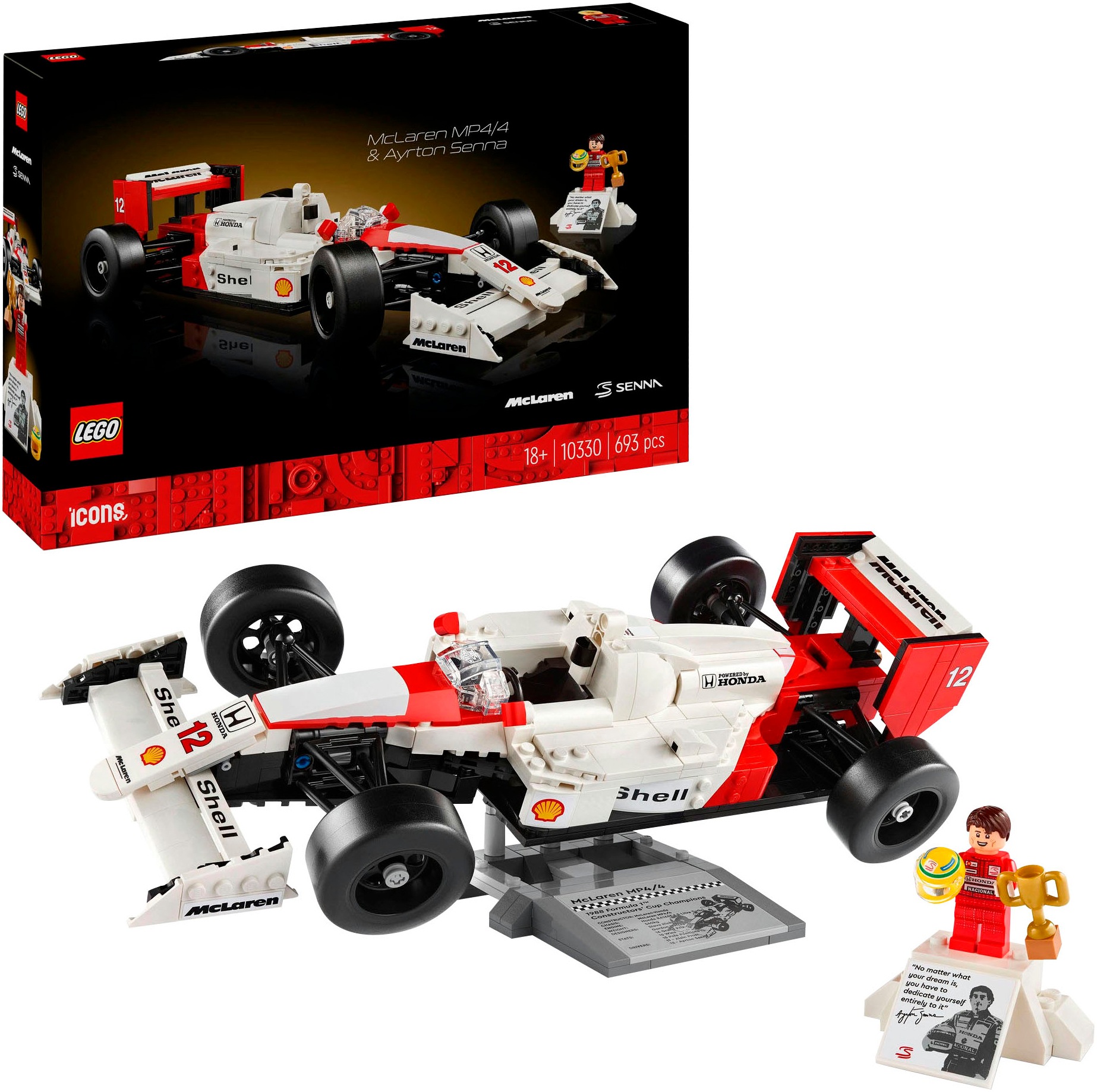 Lego Konstruktionsspielsteine »McLaren MP4/4 & Ayrton Senna (10330), Icons« Made in Europe in bunt