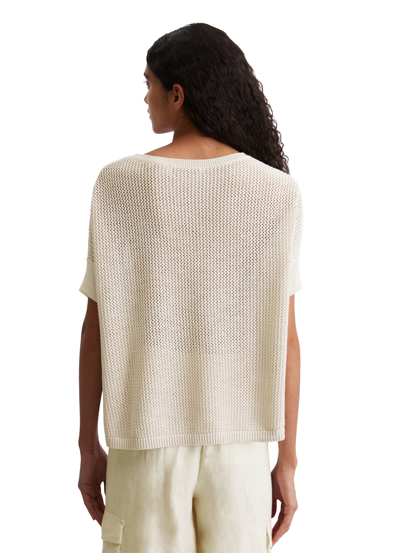 Marc O'Polo Kurzarmpullover, mit lässiger Netzstruktur, oversize