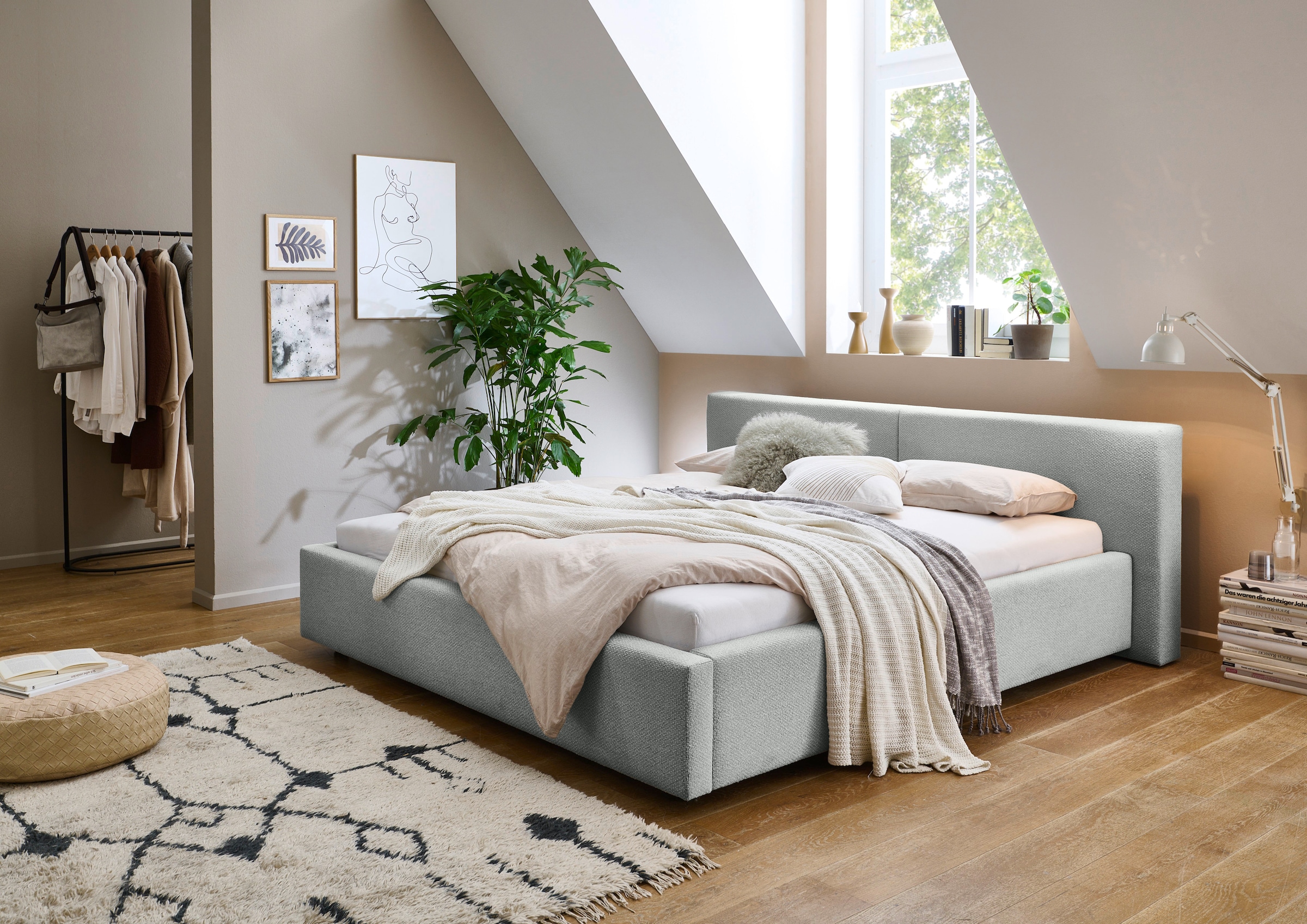 meise.möbel Polsterbett »Cube wahlweise mit Matratze und Bettkasten«, extra flaches Kopfteil, erhältlich in den Breiten 140cm, 160cm & 180cm