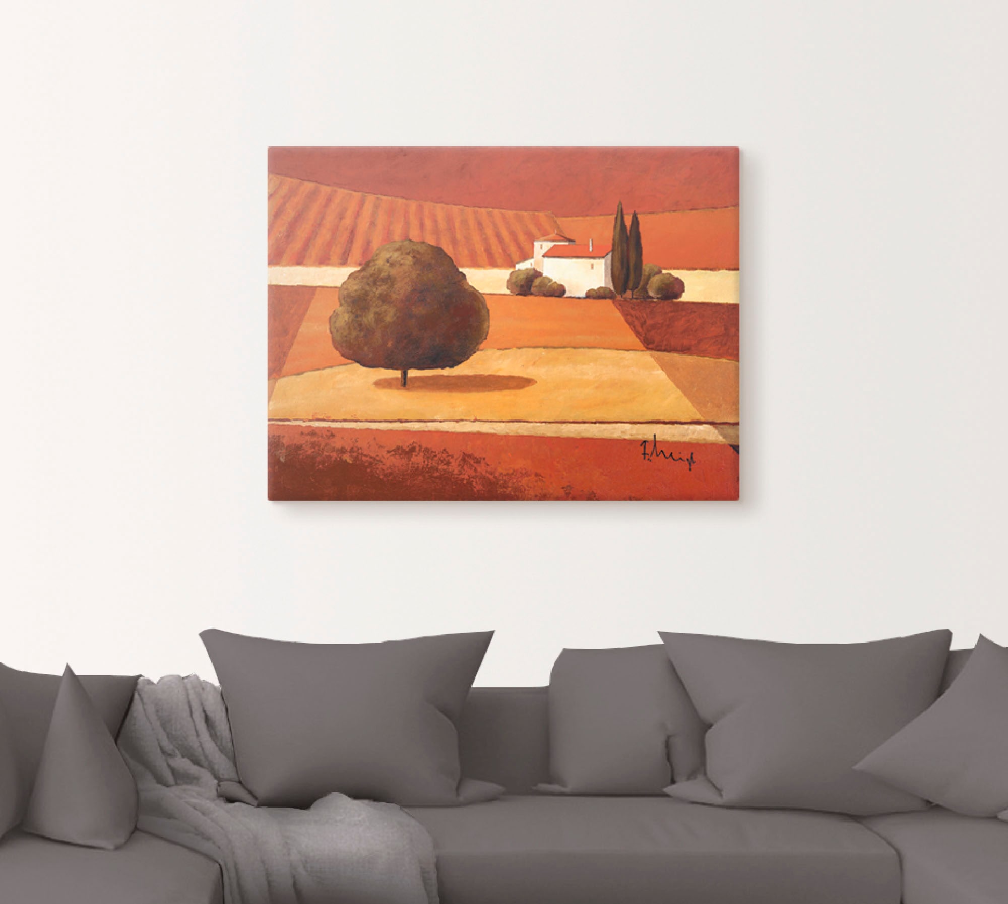 Artland Leinwandbild »Mediterrane Kornfelder III«, Felder, (1 St.), auf Keilrahmen gespannt