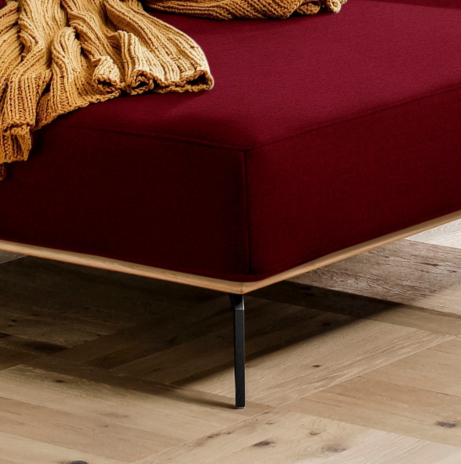 W.SCHILLIG Ecksofa »run, Designsofa mit tollem Sitzkomfort, bequem, L-Form«, mit Holzsockel, Füße in Schwarz pulverbeschichtet, Breite 279 cm