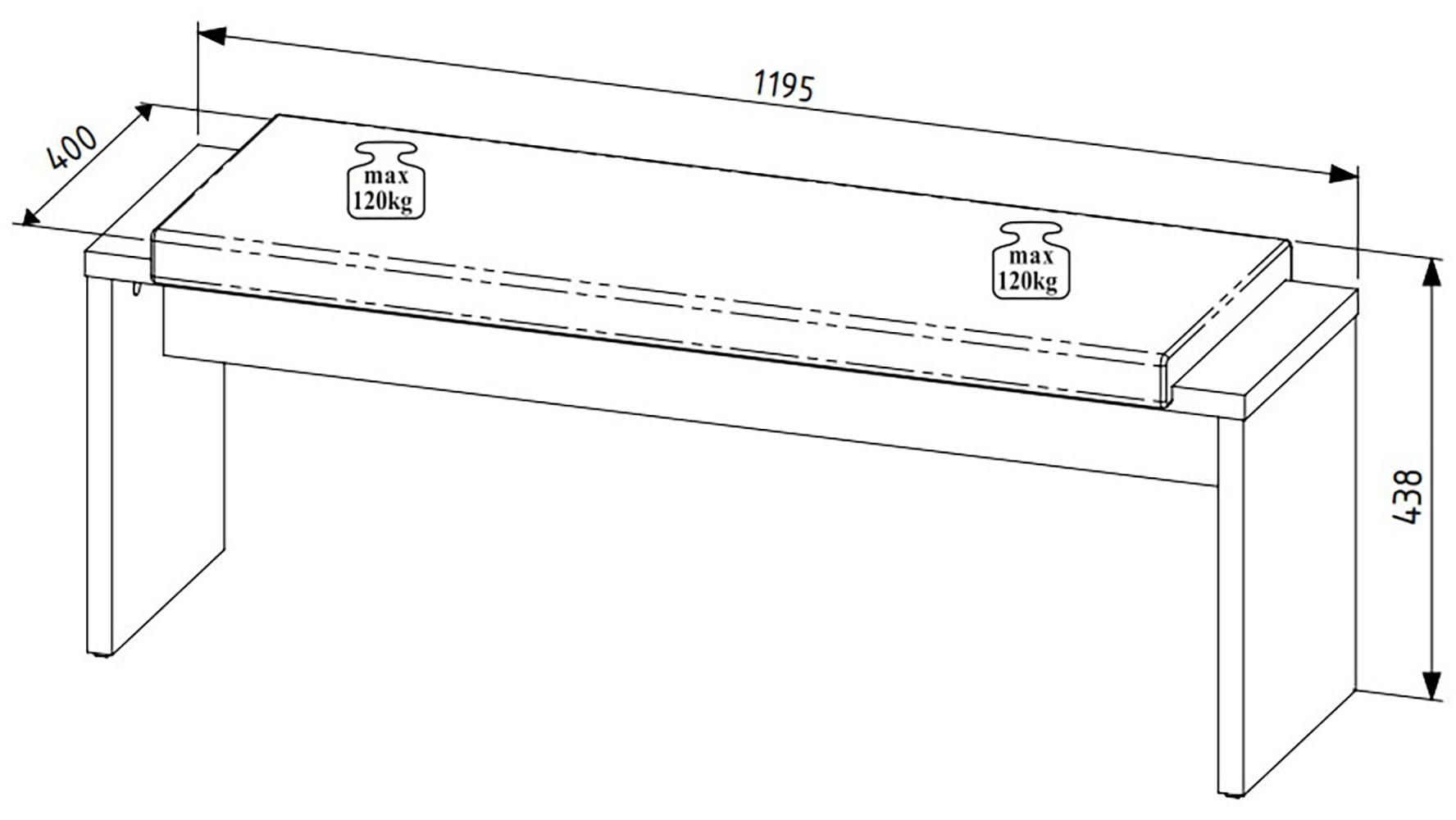 Innostyle Essbank »INA Sitzbank, 126 x 49 x 40 cm (B/H/T)« 1 Stk. tlg. inkl. Sitzkissen