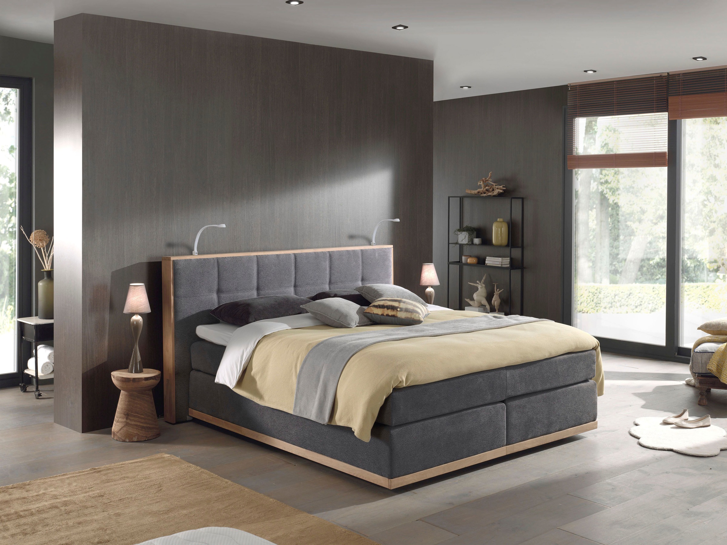 Home affaire Boxspringbett »Vinton« aus Eiche, mit LED-Beleuchtung, verschiedene Härtegrade (auch H4)