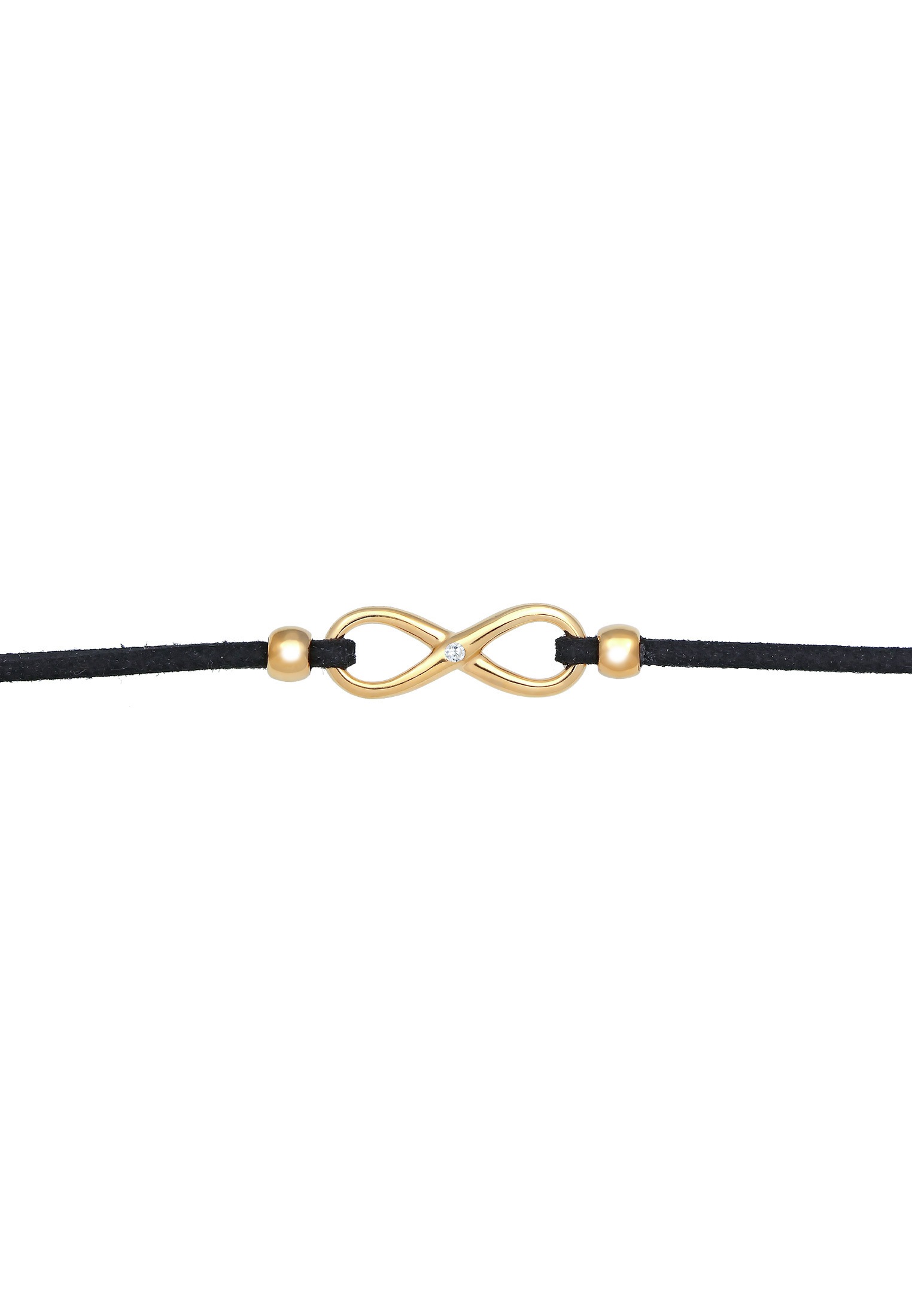 Elli Silberkette »Halskette Infinity Zirkonia Leder synthetisches 925 Silber«