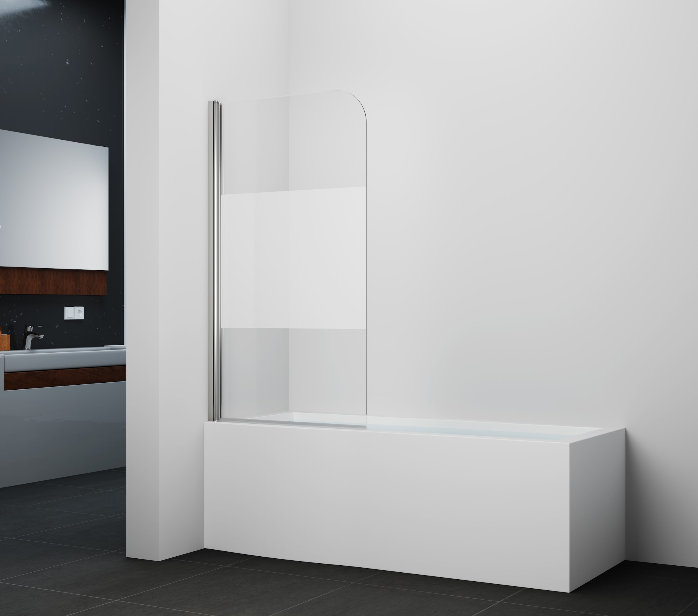 Marwell Badewannenfaltwand »White Glow« Einflügelig, mit Aluminiumprofil Aufsatz für Badewanne