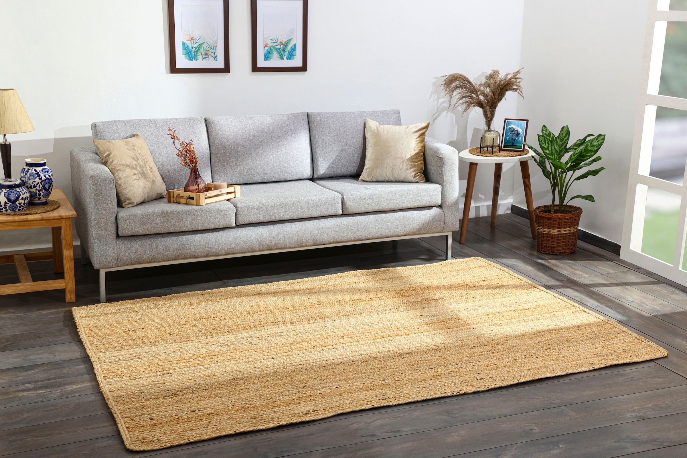 Myflair Möbel & Accessoires Teppich »Lola«, rechteckig, 10 mm Höhe, Juteteppich, Wendeteppich, handgeflochten, 100% Naturfaser, Boho-Style