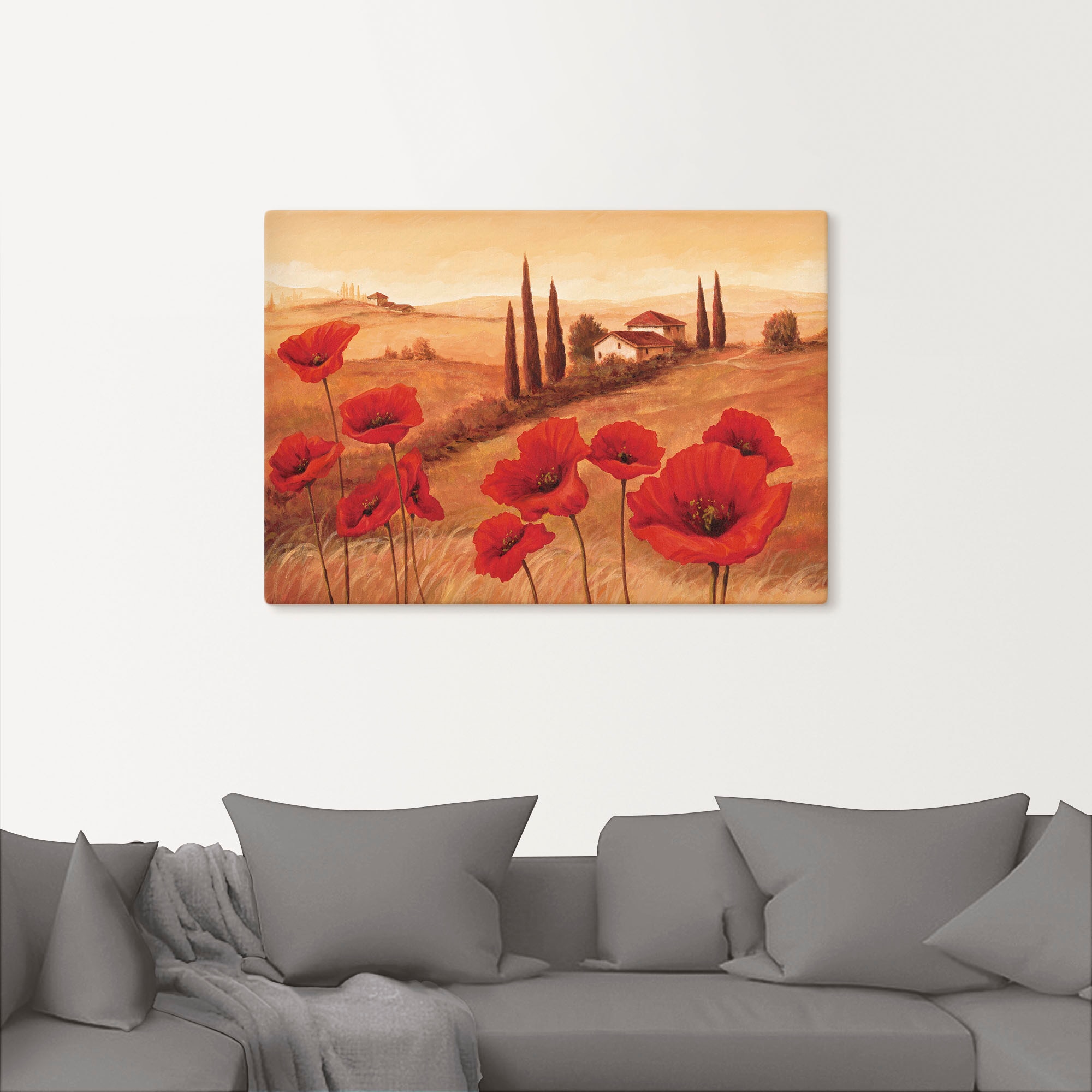 Artland Wandbild »Mohnblumen in der Toskana«, Europa, (1 St.), als Leinwandbild, Poster, Wandaufkleber in verschied. Größen