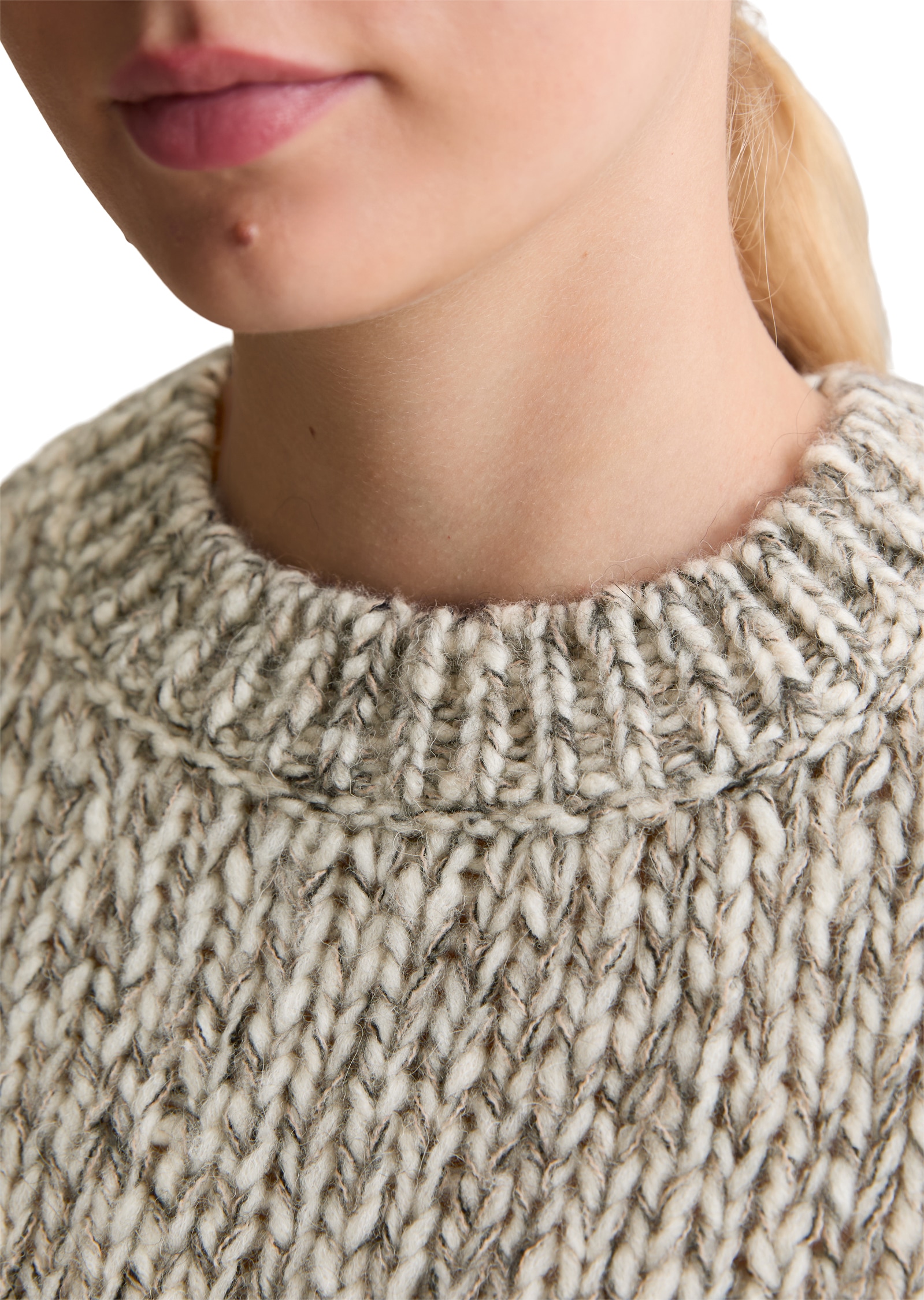 Marc O'Polo DENIM Rundhalspullover Chunky-Strickpullover relaxed fit aus Schurwolle-Alpakawolle-Mix