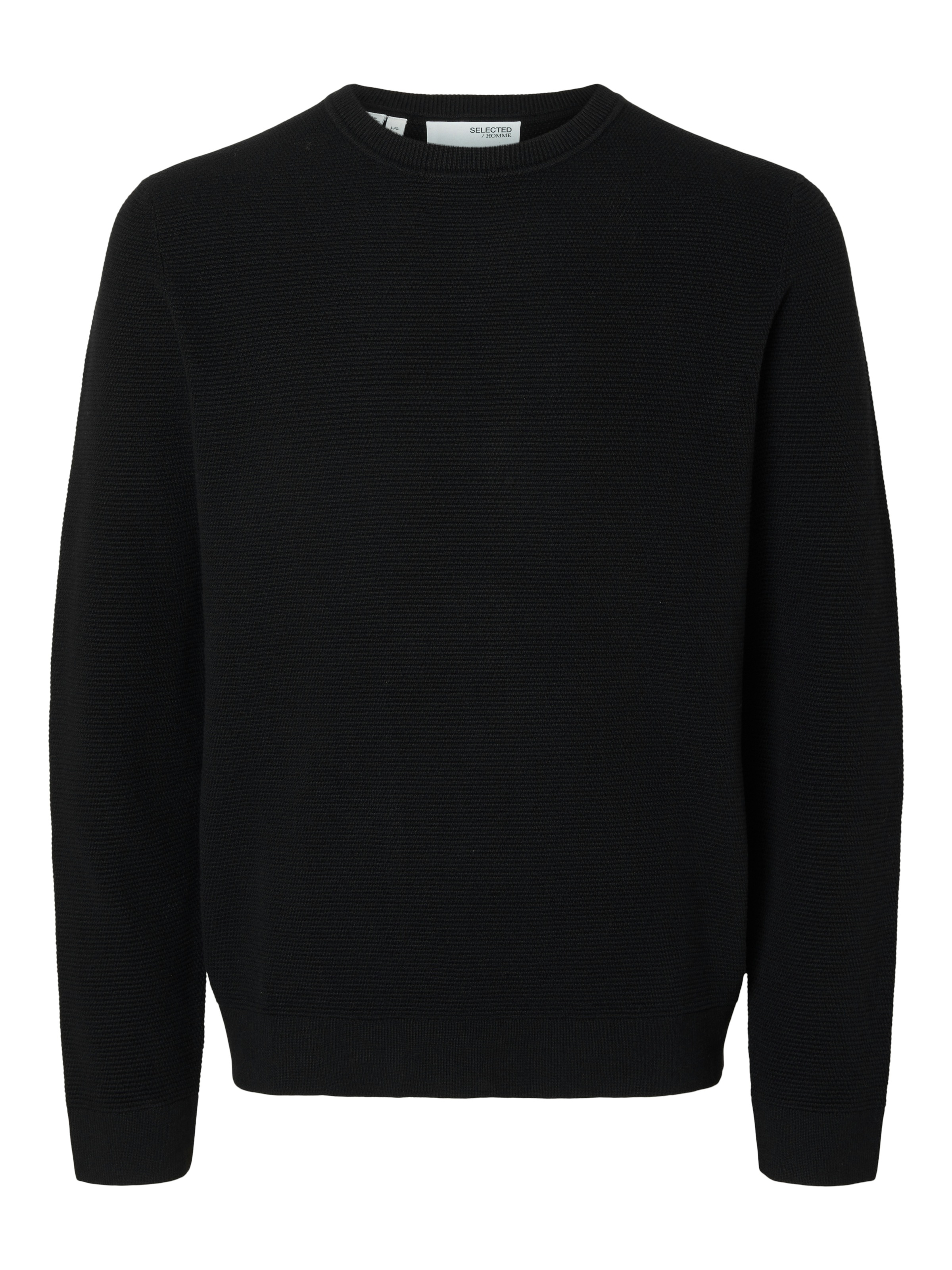 SELECTED Rundhalspullover »SLHROSS LS KNIT STRUCTURE CREW NECK NOOS« Baumwolle, regular fit