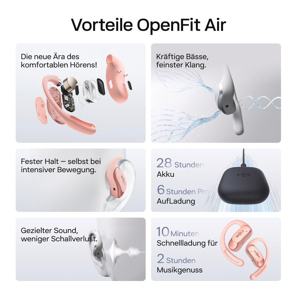 Shokz Open-Ear-Kopfhörer »OpenFit Air + Case«