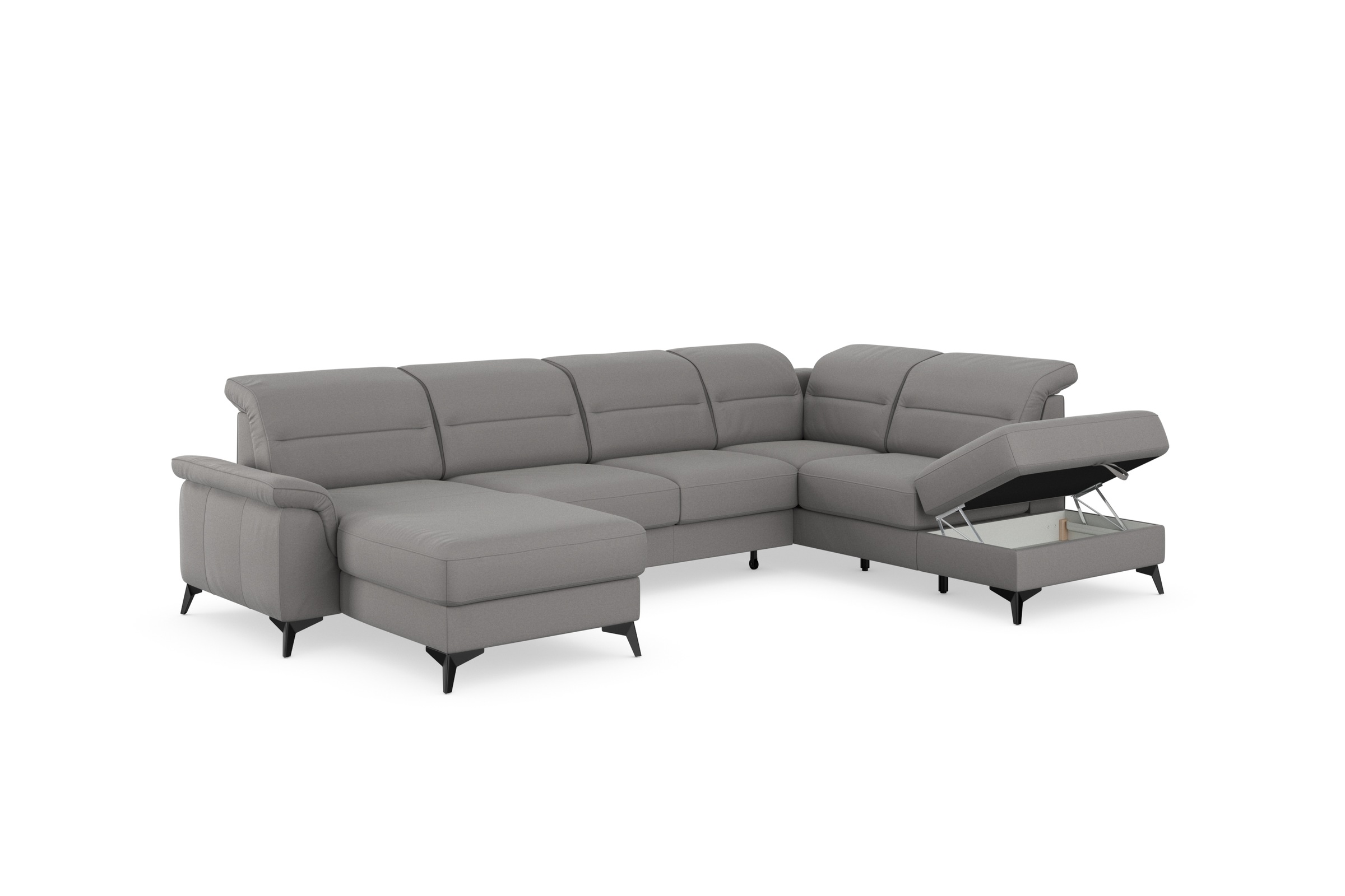 sit&more Wohnlandschaft »Sinatra U-Form«, optional mit Kopfteilverstellung und Armteilfunktion, Metallfüße