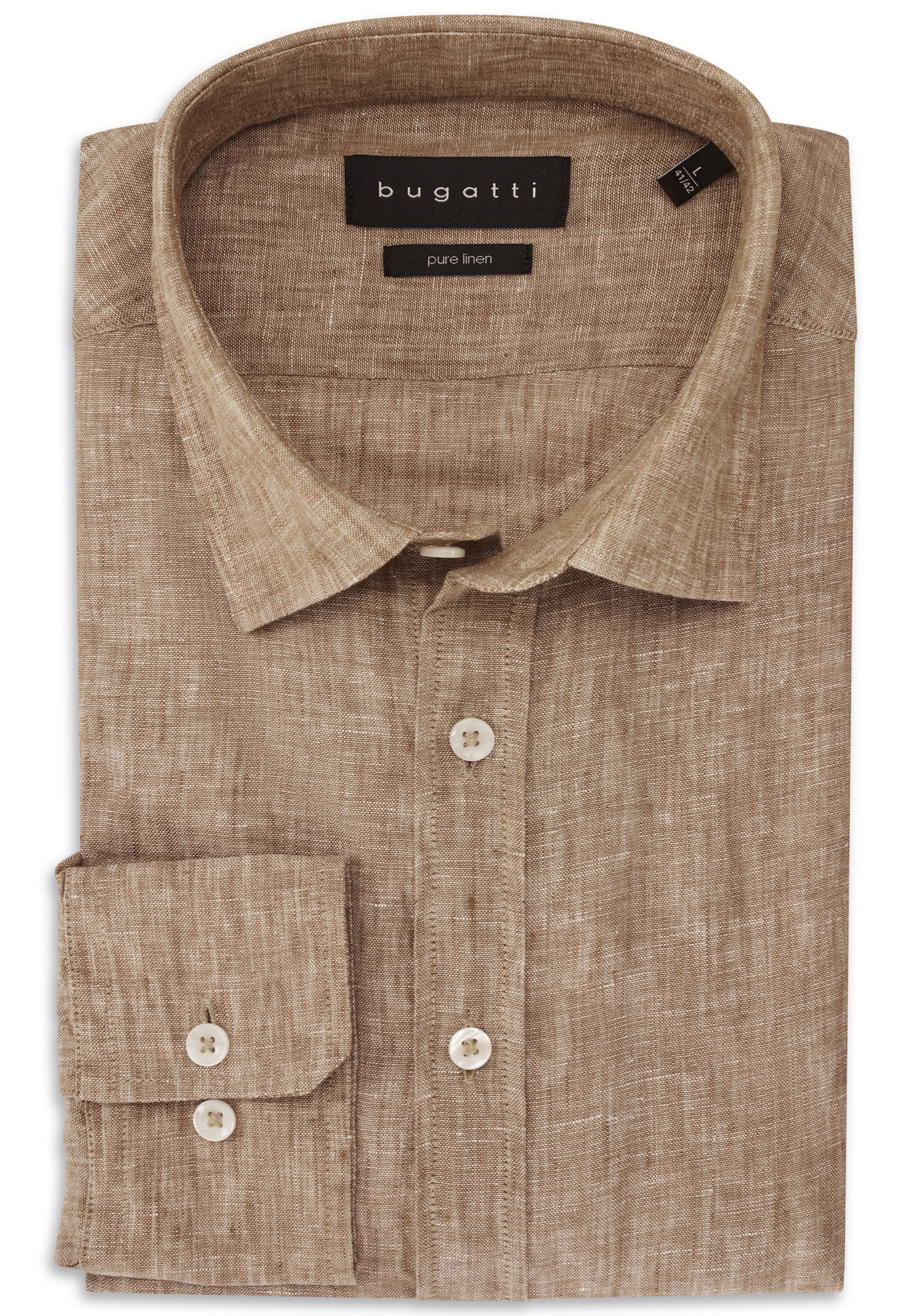 bugatti Leinenhemd »Modern Fit« mit Kentkragen
