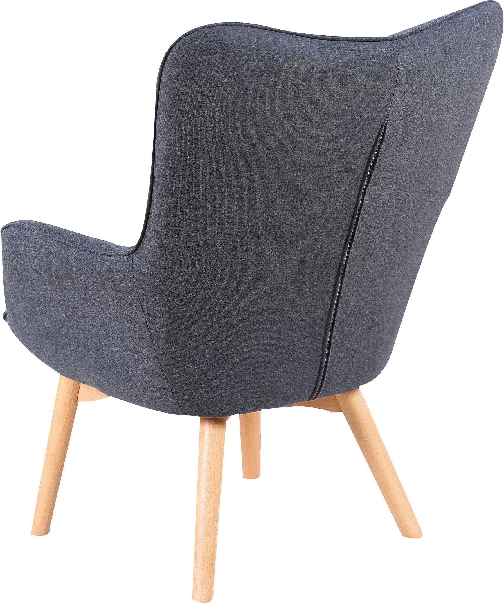 Homexperts Sessel »Aron«, (1 St.), Sessel mit Knopfsteppung, wahlweise mit Hocker