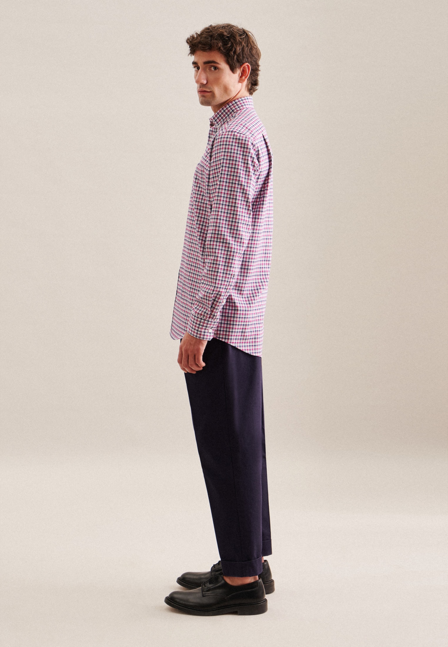 seidensticker Businesshemd »Regular«, Regular Langarm Button-Down-Kragen Karo