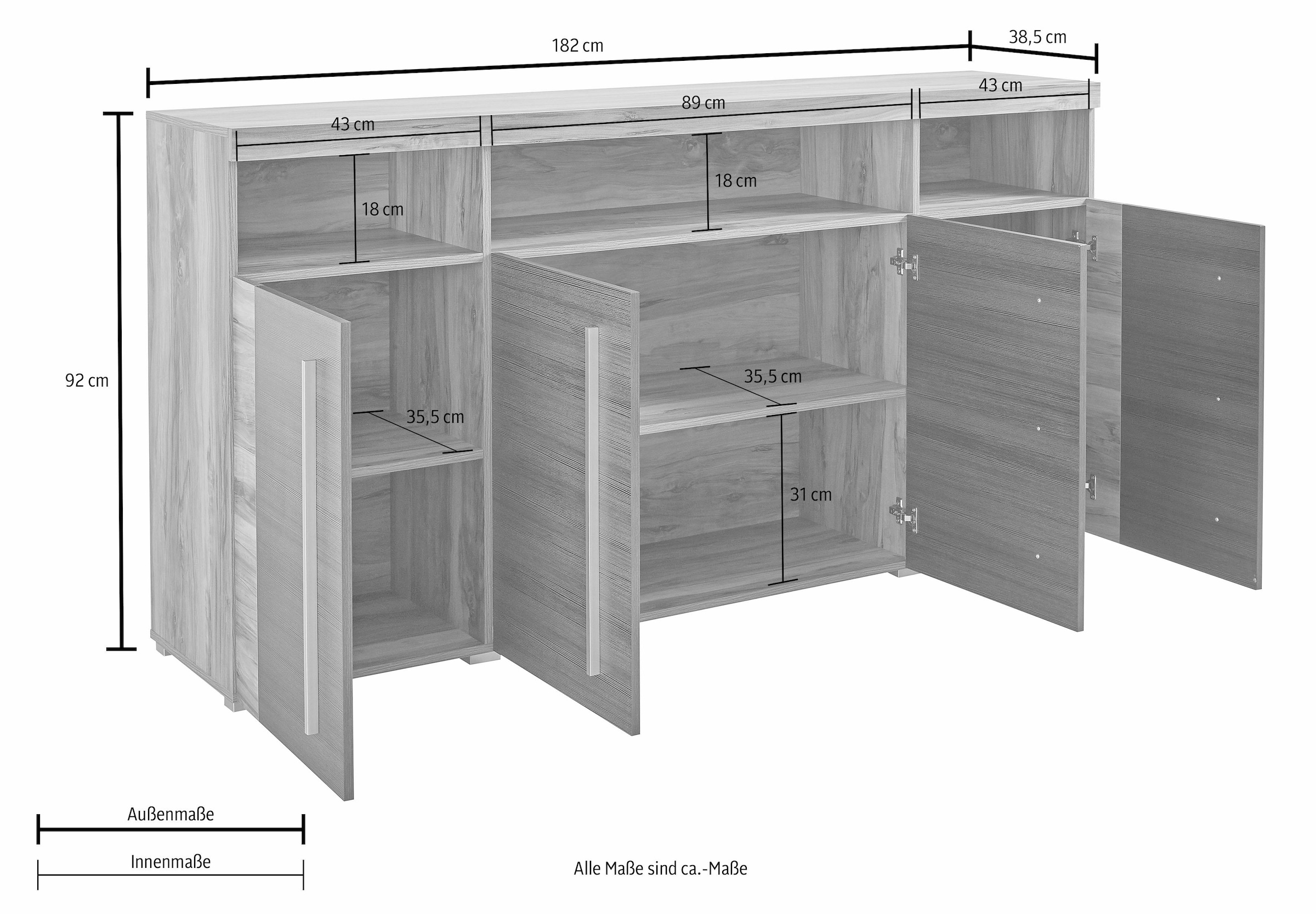 Helvetia Sideboard »Roger«, Breite 182 cm