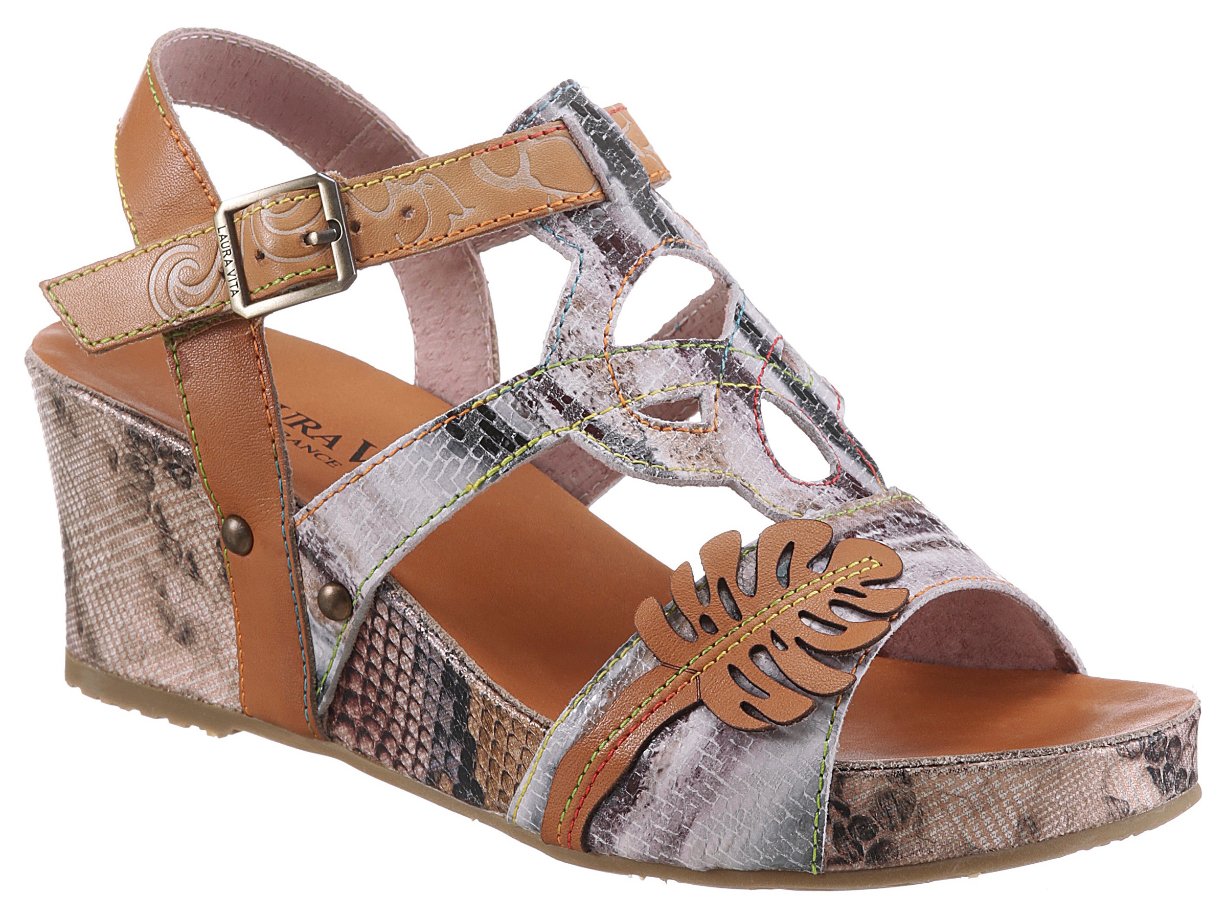 LAURA VITA Keilsandalette »FACDIAO«, im aufwendigen Design
