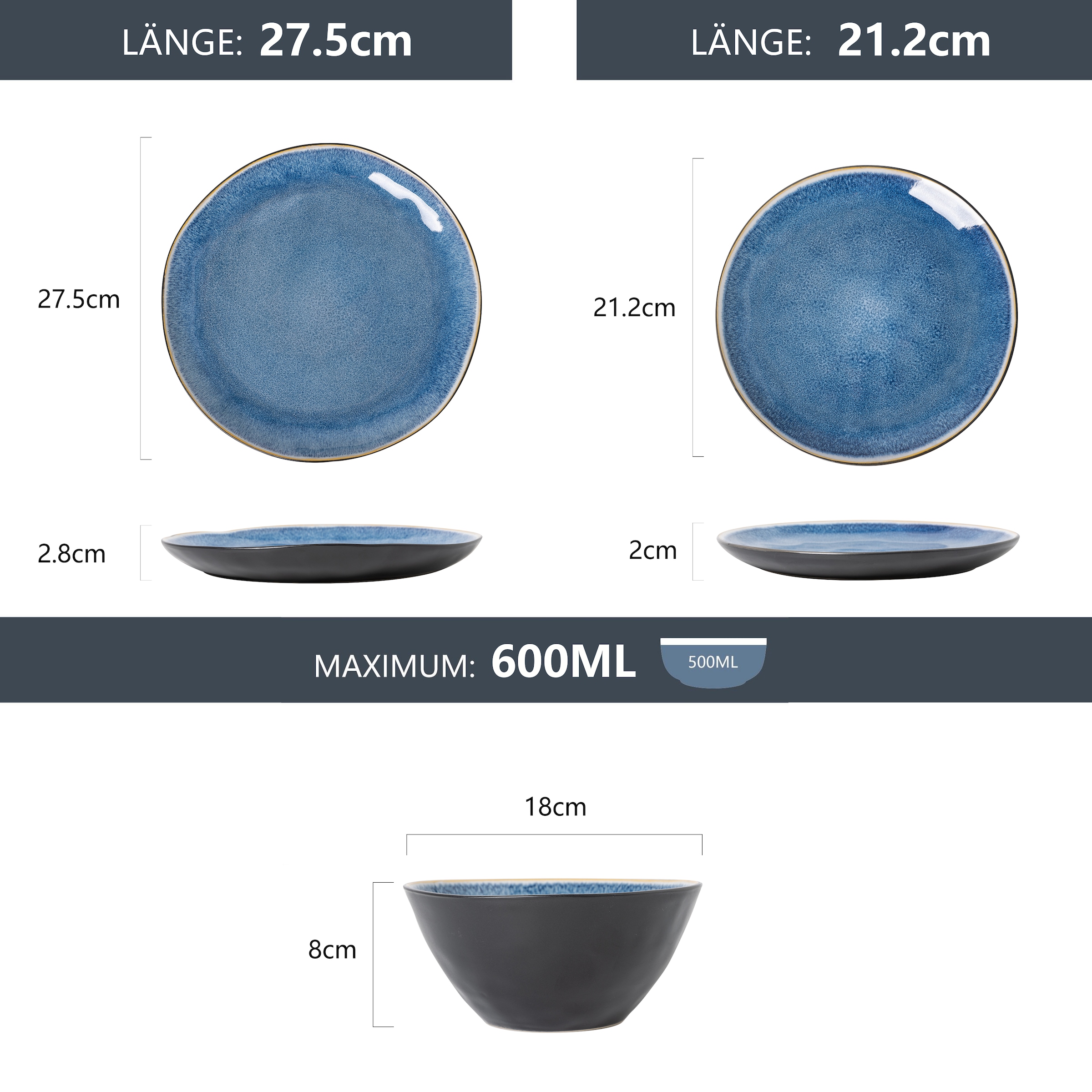 OTTO home Tafelservice »Teller Set, Service Allden« Teller Set, jedes Stück ein Unikat, 12 Teile, für 4 Personen