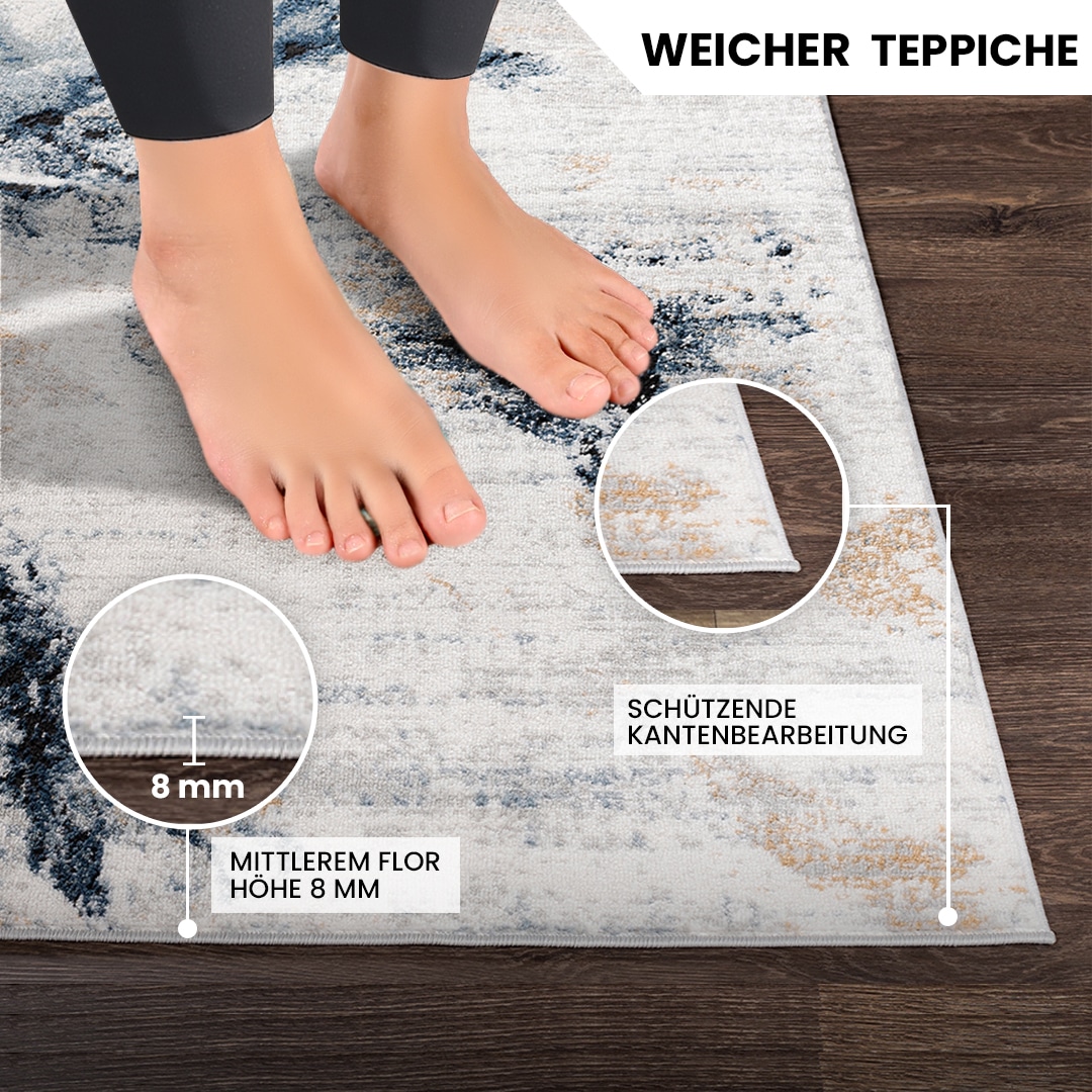 Livabliss Teppich »NEW YORK«, rechteckig, 10 mm Höhe, Moderner Designerteppich in Marmor Optik, Kurzflor Wohnzimmerteppich