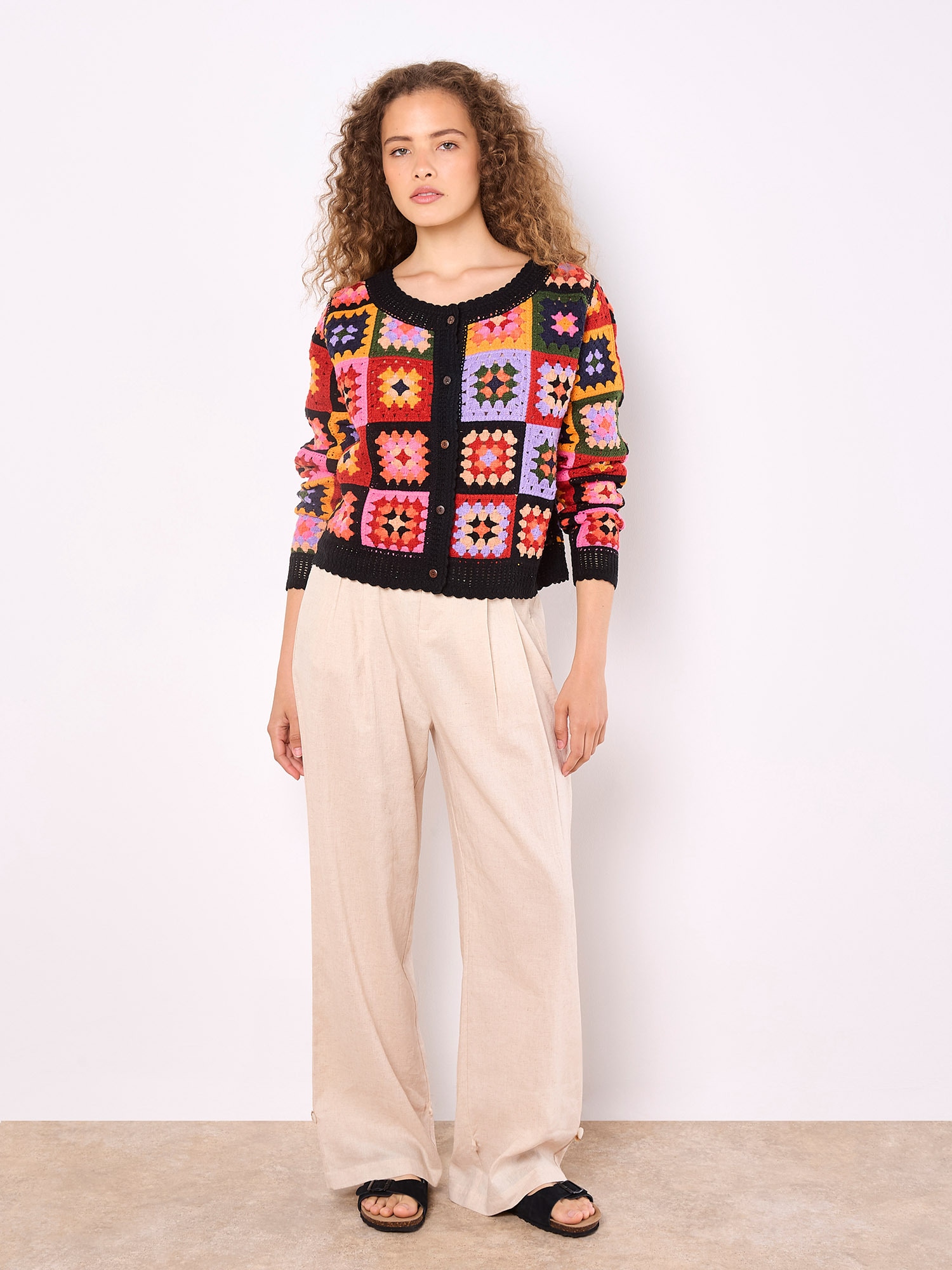 Apricot Strickpullover »Pullover« mit bunten Häkelquadraten