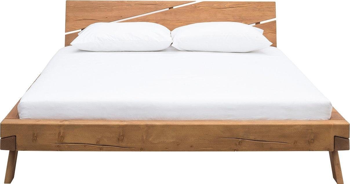 SalesFever Massivholzbett »Eik Naturbelassenes Bett« Urige Eleganz trifft moderne Formen - Unikat-Balkenbett