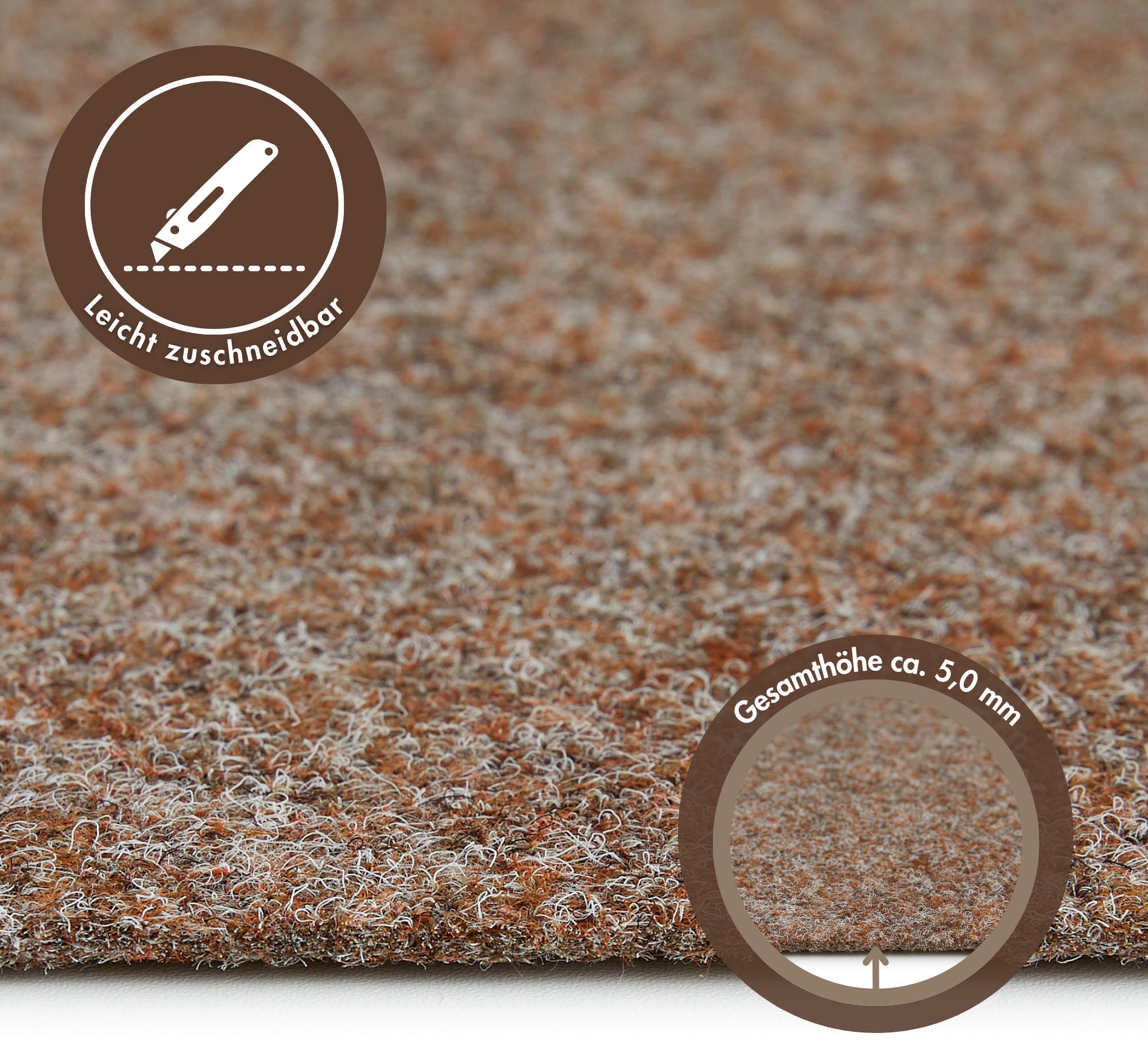 Andiamo Teppichboden »Invita, Nadelvlies, Made in Belgium«, rechteckig, 5 mm Höhe, melierte Optik, Breite 200 cm oder 400 cm, robust & strapazierfähig