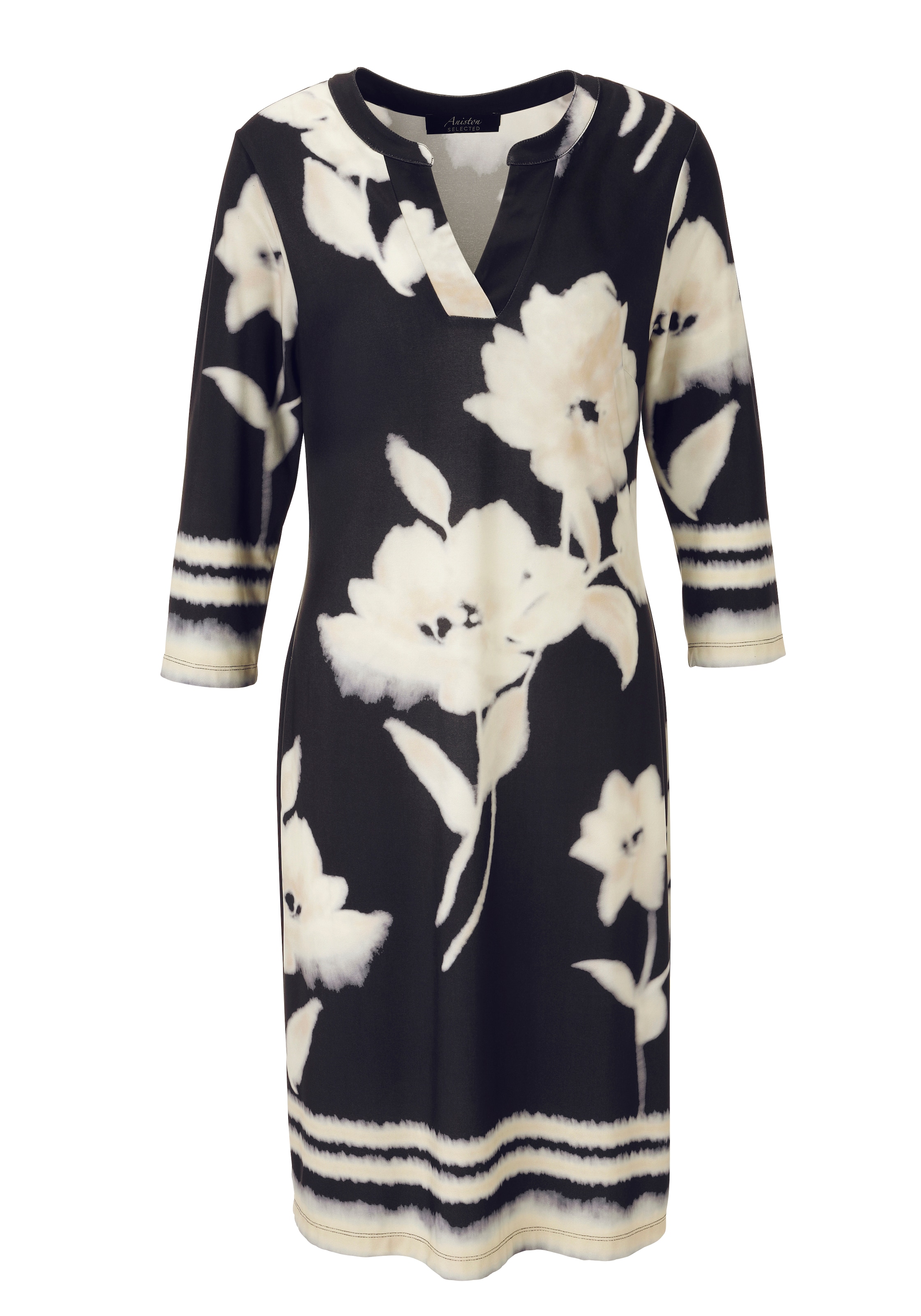 Aniston SELECTED Jerseykleid, mit großflächigen Batik-Blumen und Blüten bedruckt - NEUE KOLLEKTION