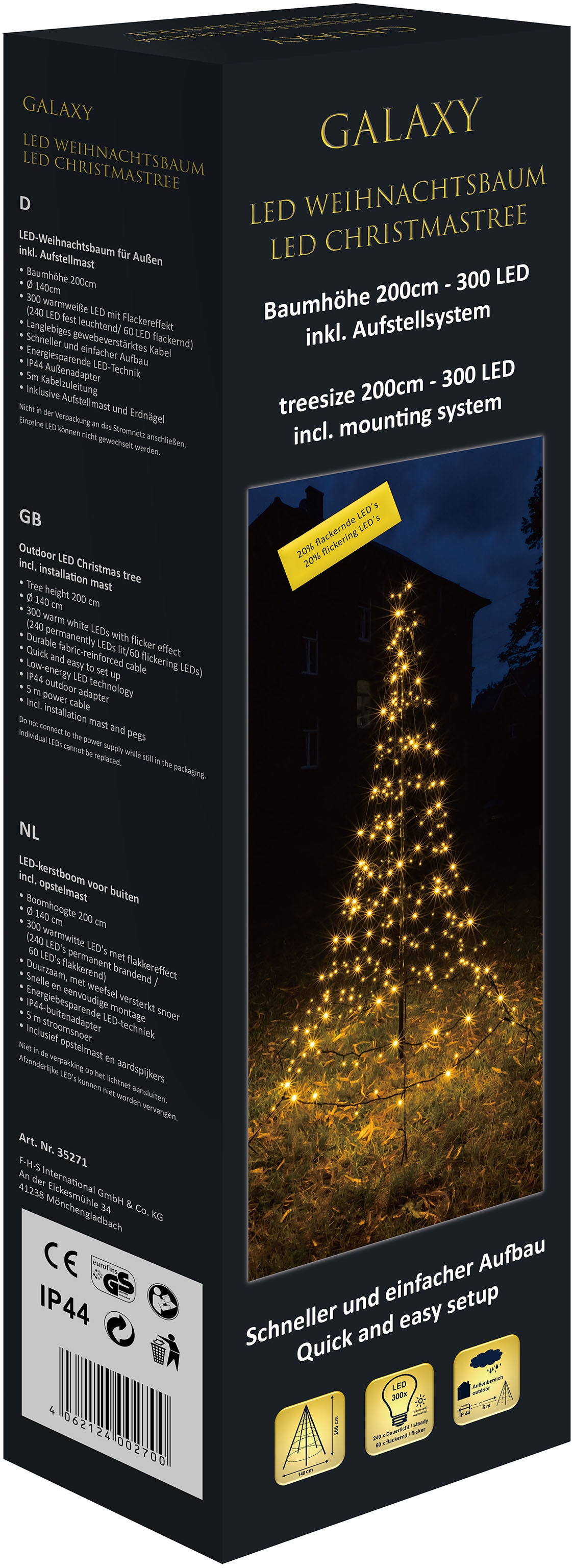 GALAXY LED Dekolicht 300 Shop OTTO stromsparende im LED »Weihnachtsdeko flammig-flammig, aussen«, Online