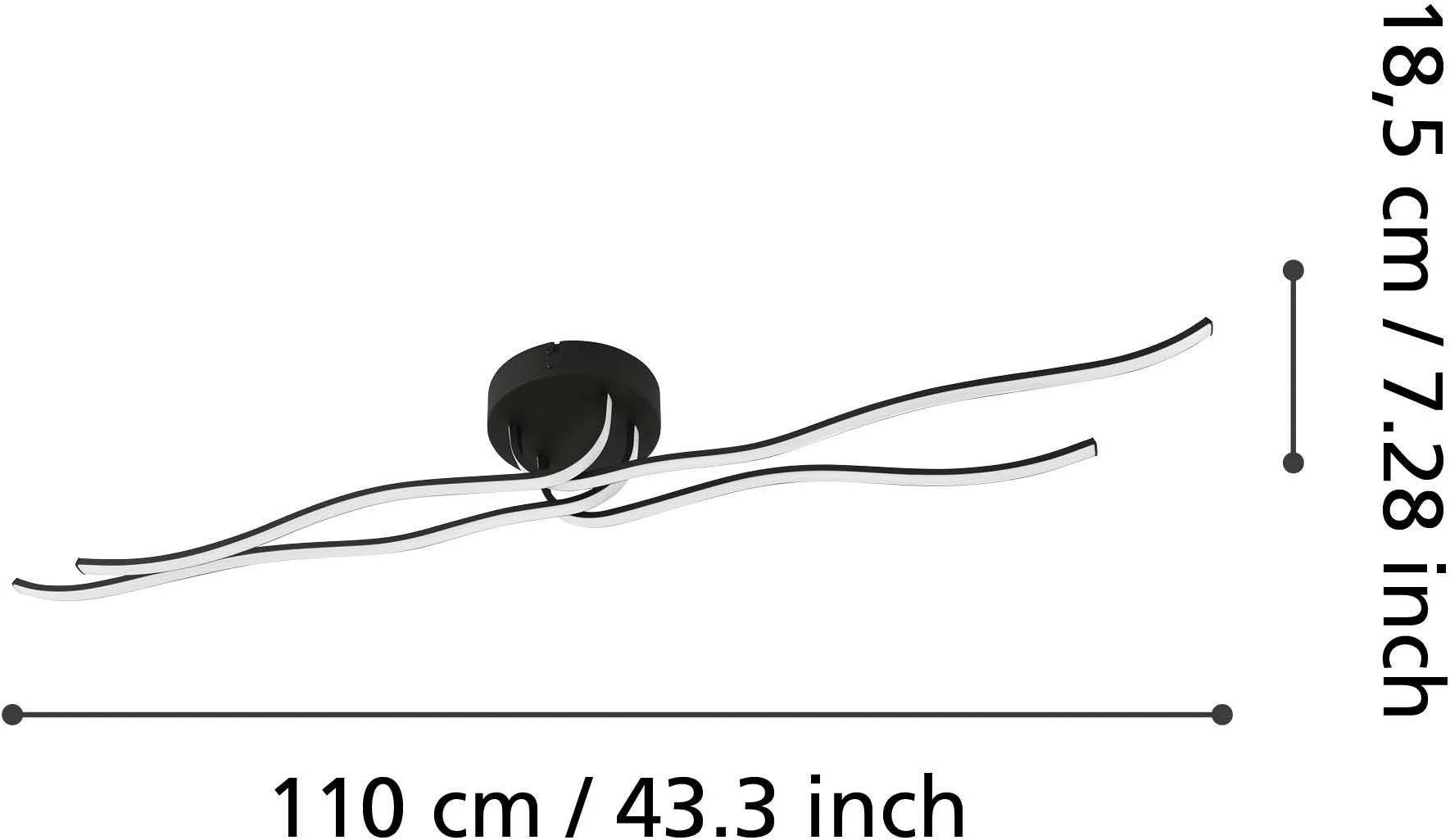 EGLO Deckenleuchte »Roncade 1 Deckenlampe, Küchenlampe aus Aluminium, Stahl und Kunststoff« LED-Modul 1 Stk. Warmweiß Wand-/Deckenleuchte - L116 x B18 x H11,5 cm - schwarz - 37W inkl.