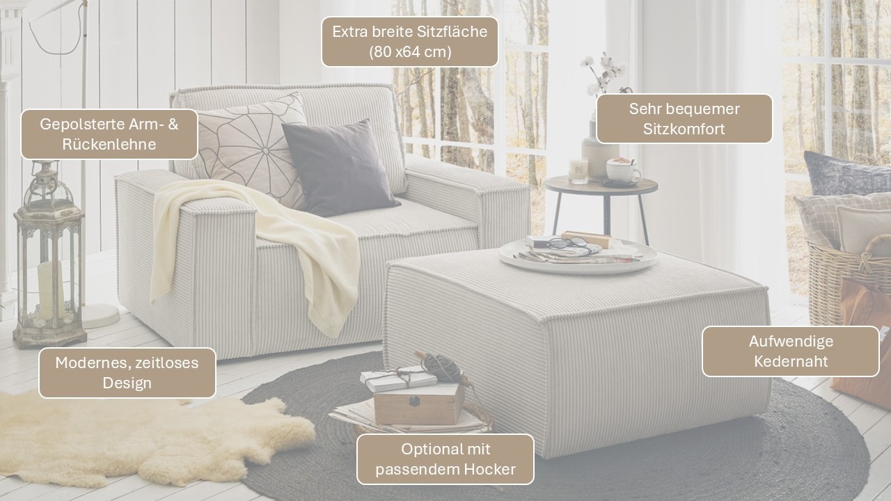 OTTO home Sessel »SHERWOOD, Love-Seat in 3 Stoffarten verfügbar« passend zur Polster-Serie SHERWOOD