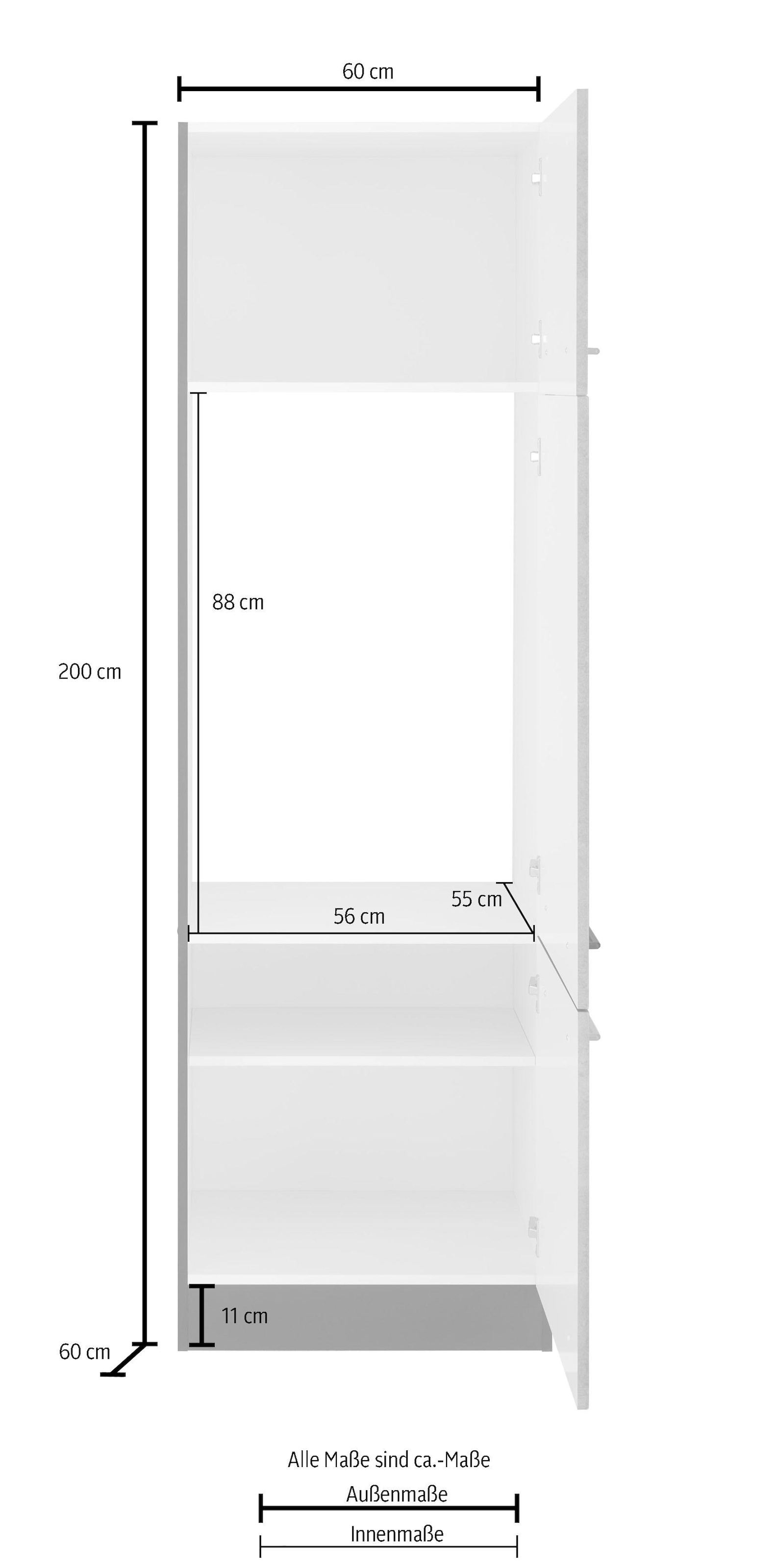 HELD MÖBEL Kühlumbauschrank »Tulsa«, 60 breit, bei 200 cm OTTO Türen, Metallgriff 3 schwarzer hoch, cm