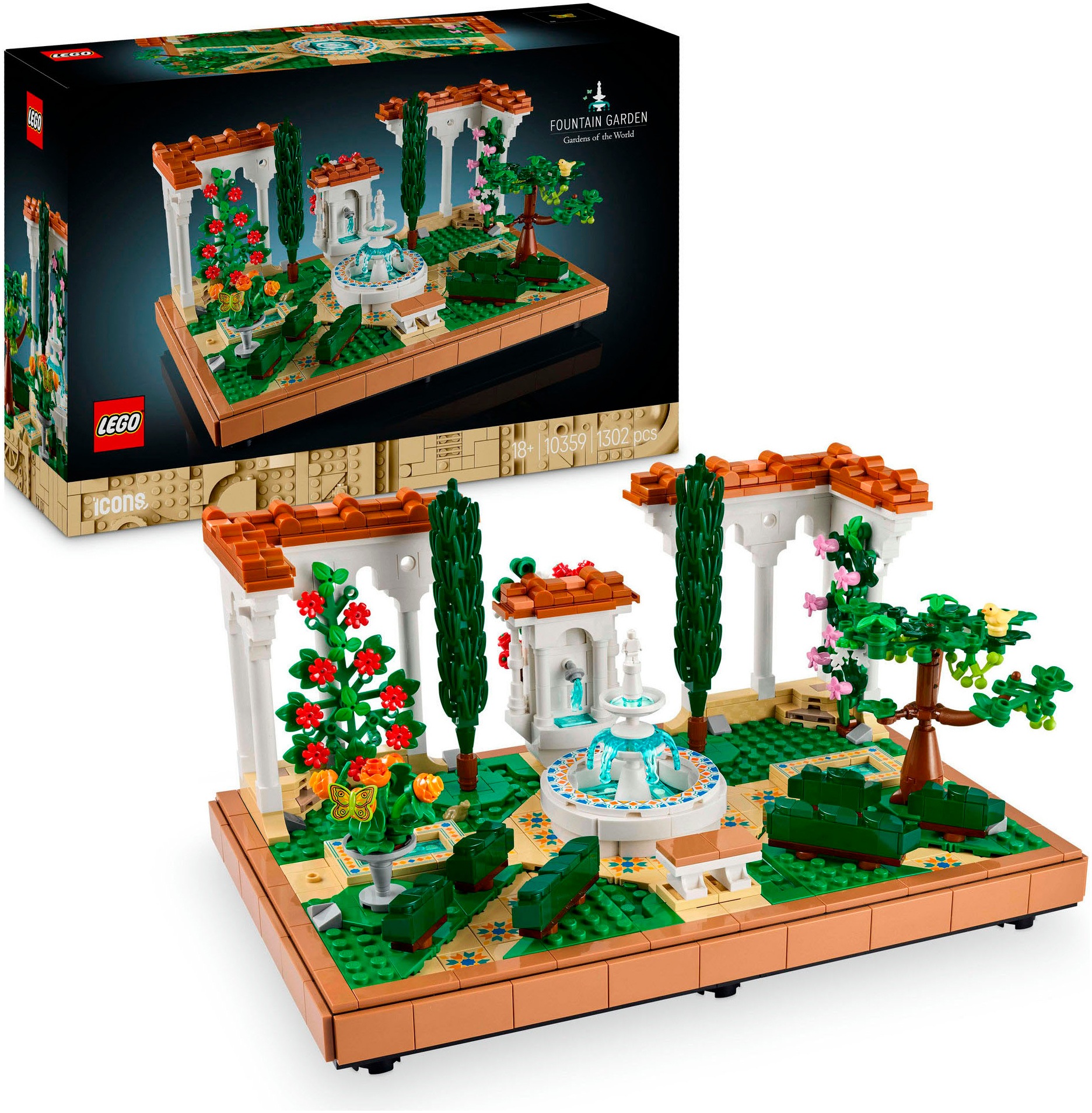 Lego Konstruktionsspielsteine »Springbrunnengarten (10359), LEGO Icons« Made in Europe in bunt