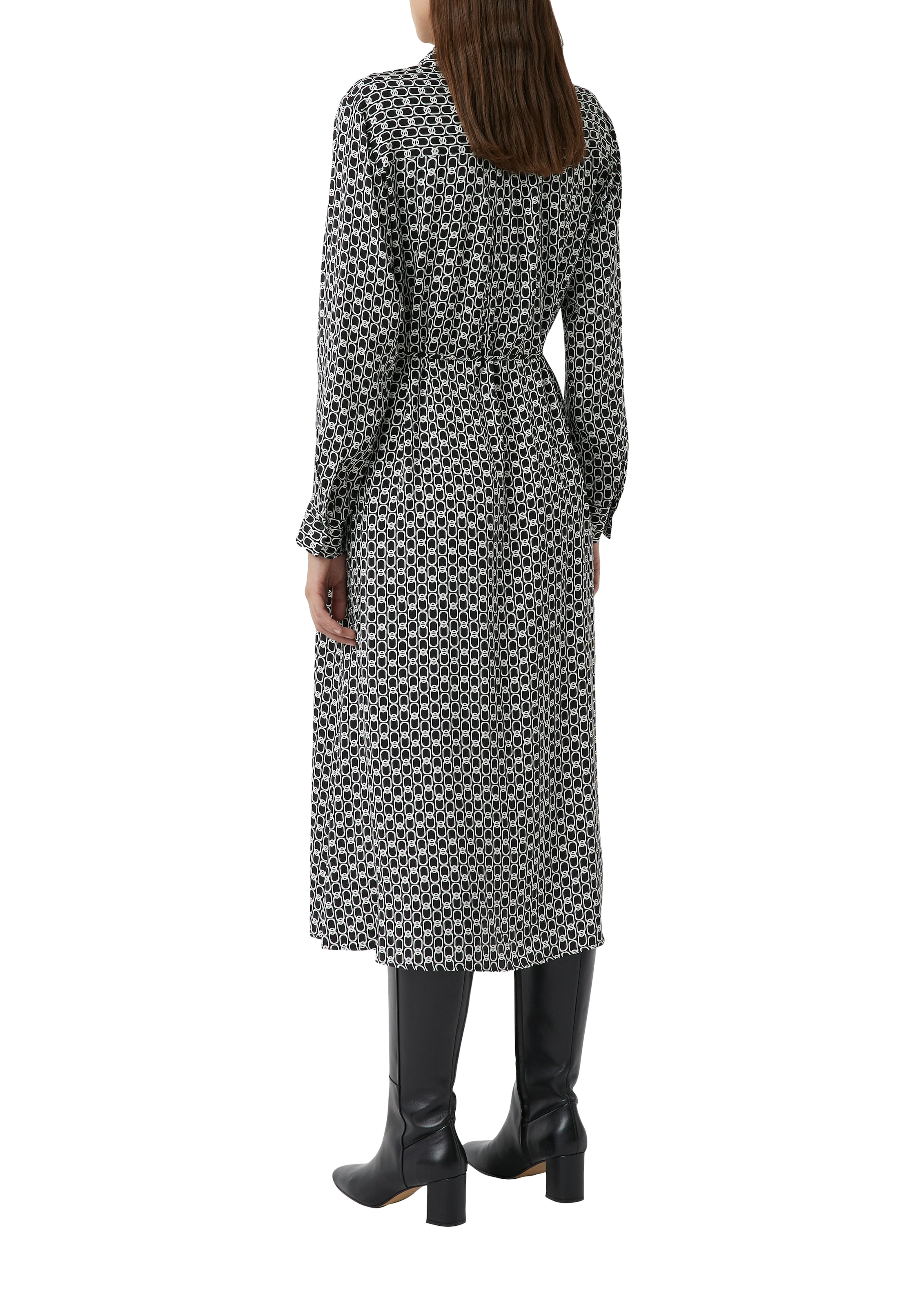 Comma Hemdblusenkleid, Sommerkleid mit Eingrifftaschen und All-over-Print