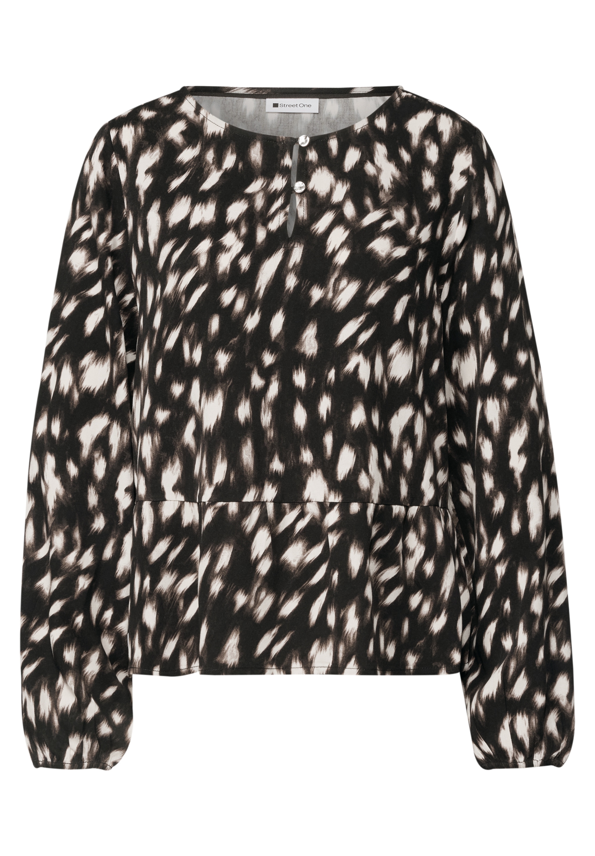 STREET ONE Schlupfbluse Visksoebluse mit Schößchen und Rehprint