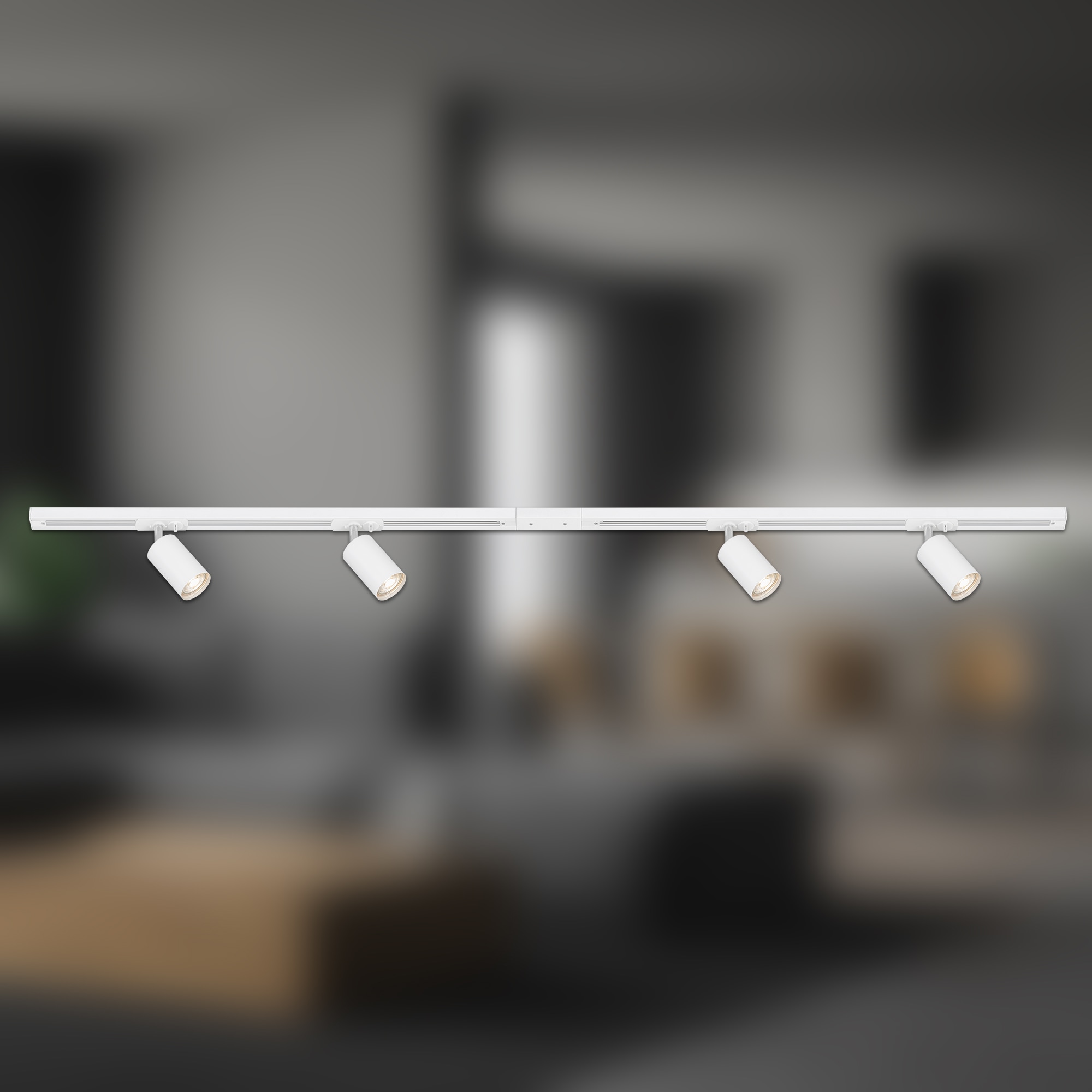 Briloner Leuchten Schienensystem-Sets »RAIL« GU10 9 Stk. Schienensystem Rail 1,5 m Weiß max. 9W Decke Wohnzimmer Büro Küche