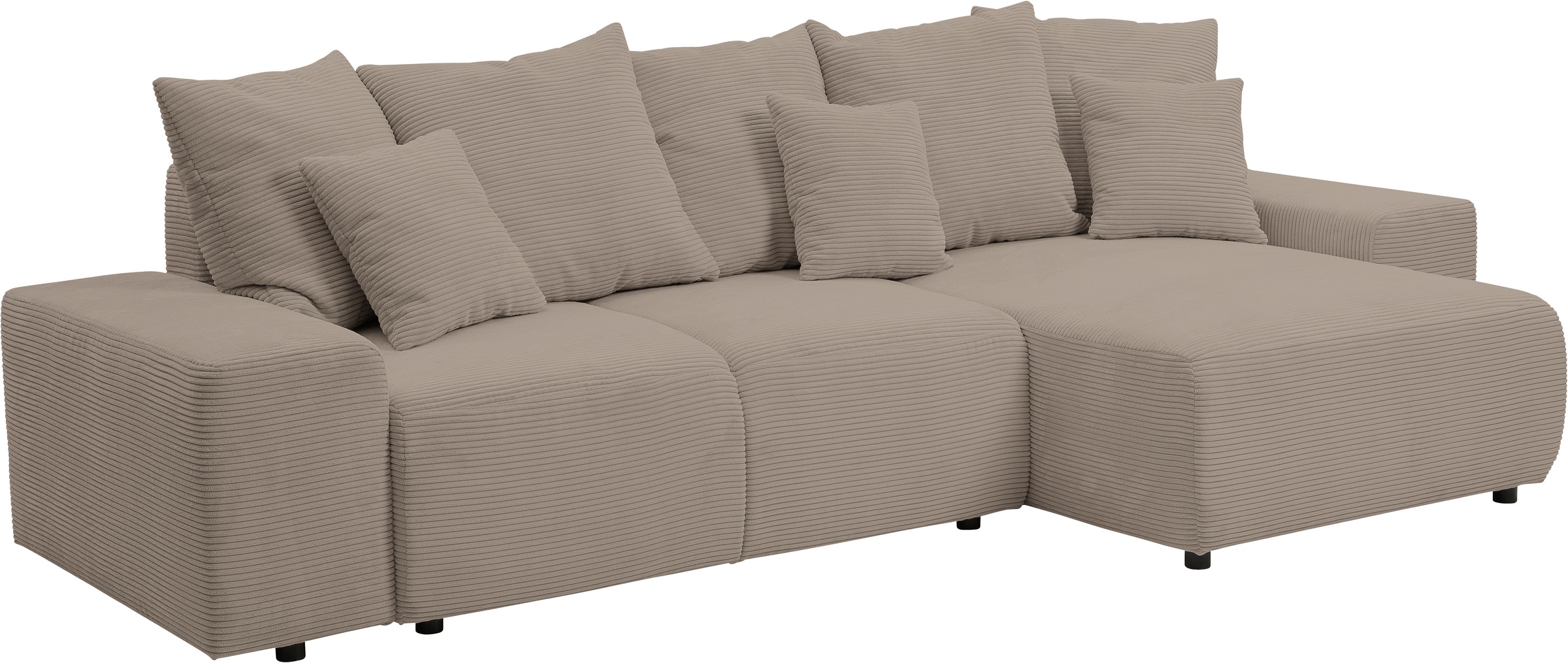 WERK2 Ecksofa »Riwa, modernes Sofa zum Kuscheln und Entspannen, Breite 300cm, L-Form« Trendiges Ecksofa mit vielen Kissen, Schlaffunktion & Bettkasten