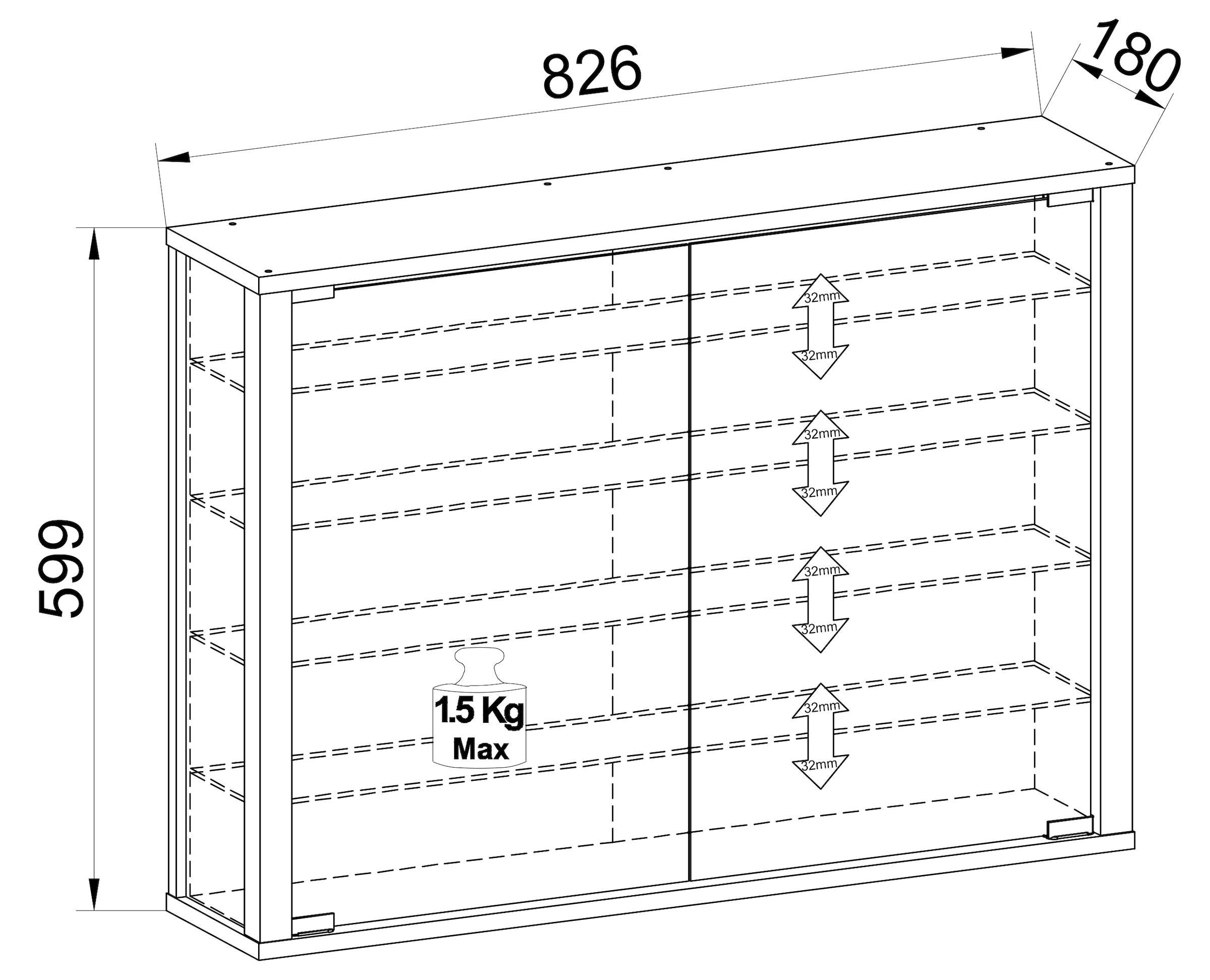 VCM Wandregal »Wandvitrine Hängevitrine Glasvitrine Vitrosa L«