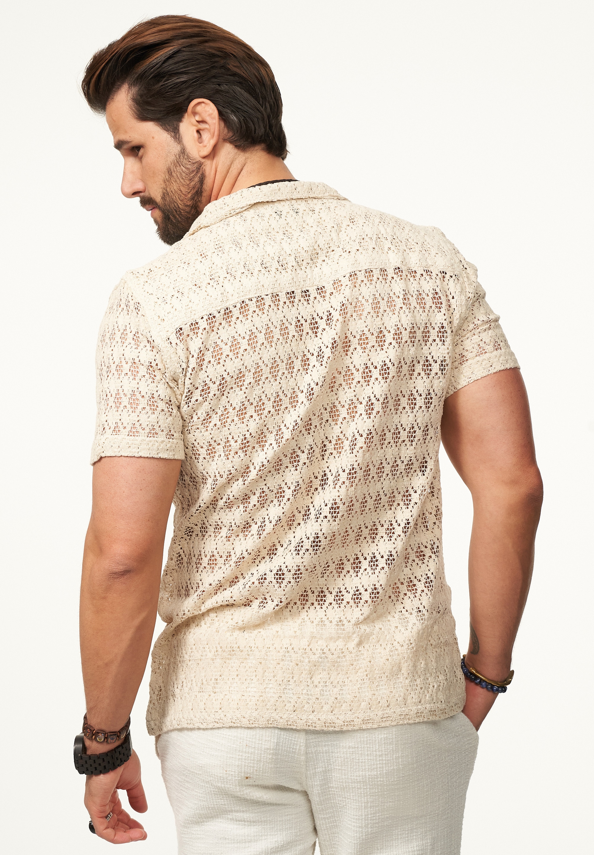SOULSTAR Kurzarmhemd »Freizeithemd als Kurzam Strick Hemd im Retro-Look - Strick Polo-Hemd Overshirt im Regular-Fit für Herren« Herren Kurzarm Strick Polo-Hemd T-Shirt