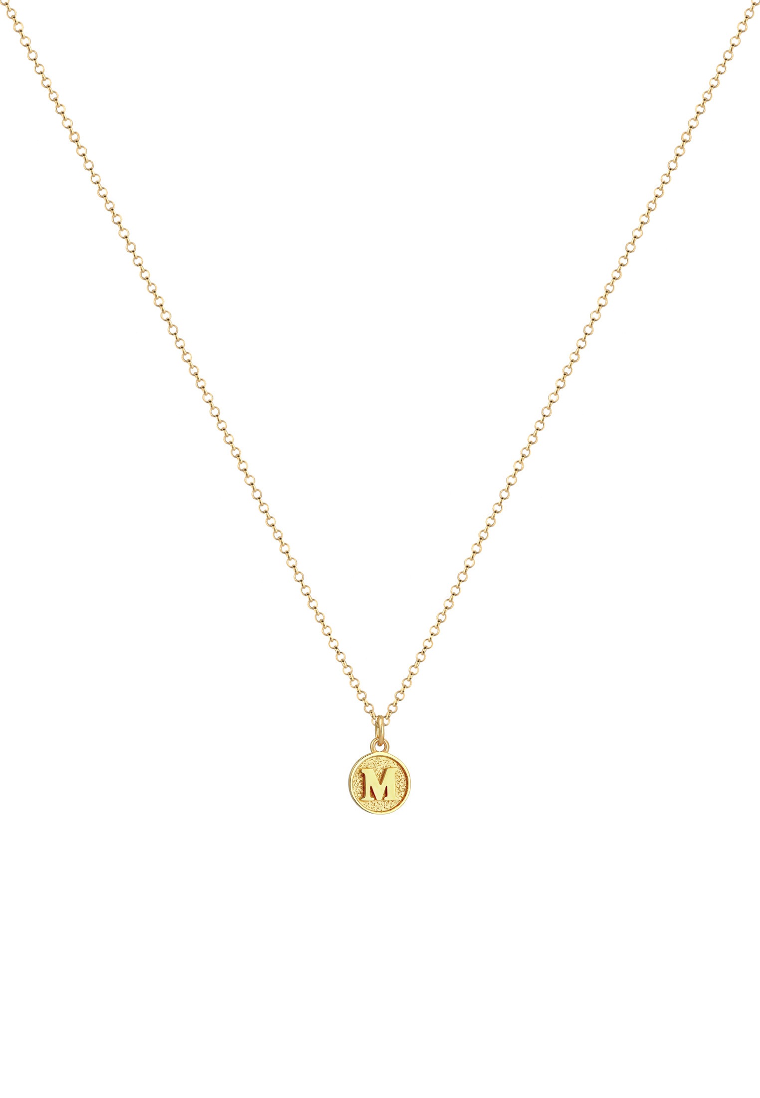 Elli Kette mit Anhänger »Halskette Plättchen Vintage Buchstabe M Initialen 925 Sterling Silber«
